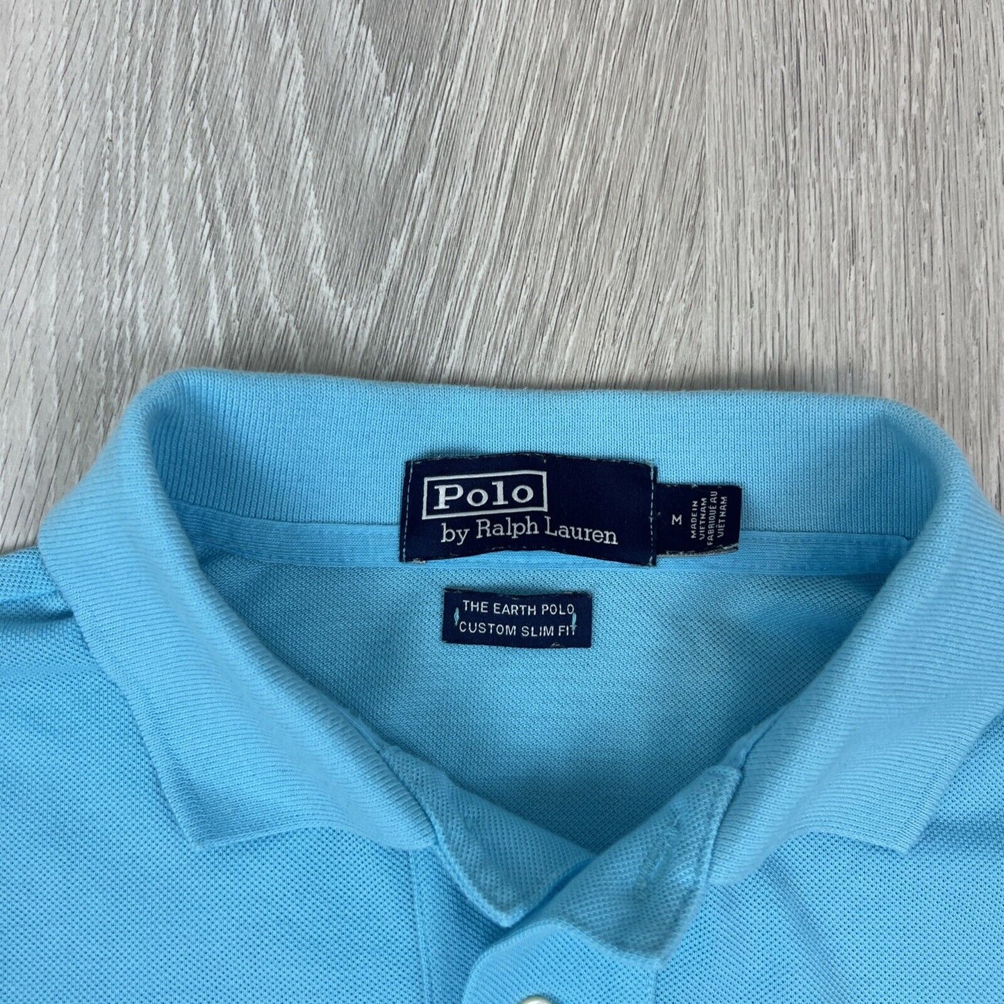 Polo Ralph Lauren Mens The Earth Polo Custom Slim Fit Blue Polo Shirt Size M