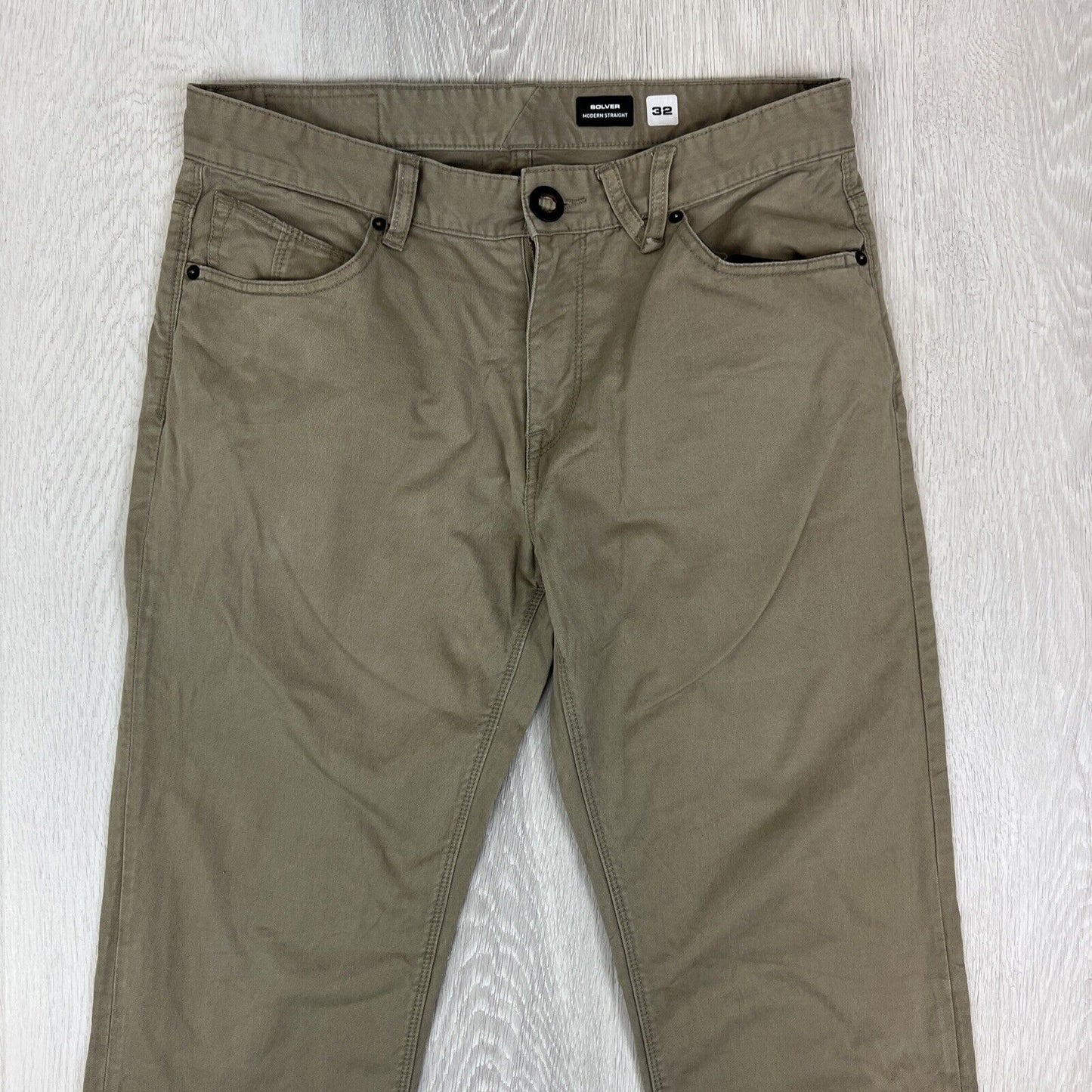 Volcom Solver Modern Straight Mens Brown Slim Chino Size 32