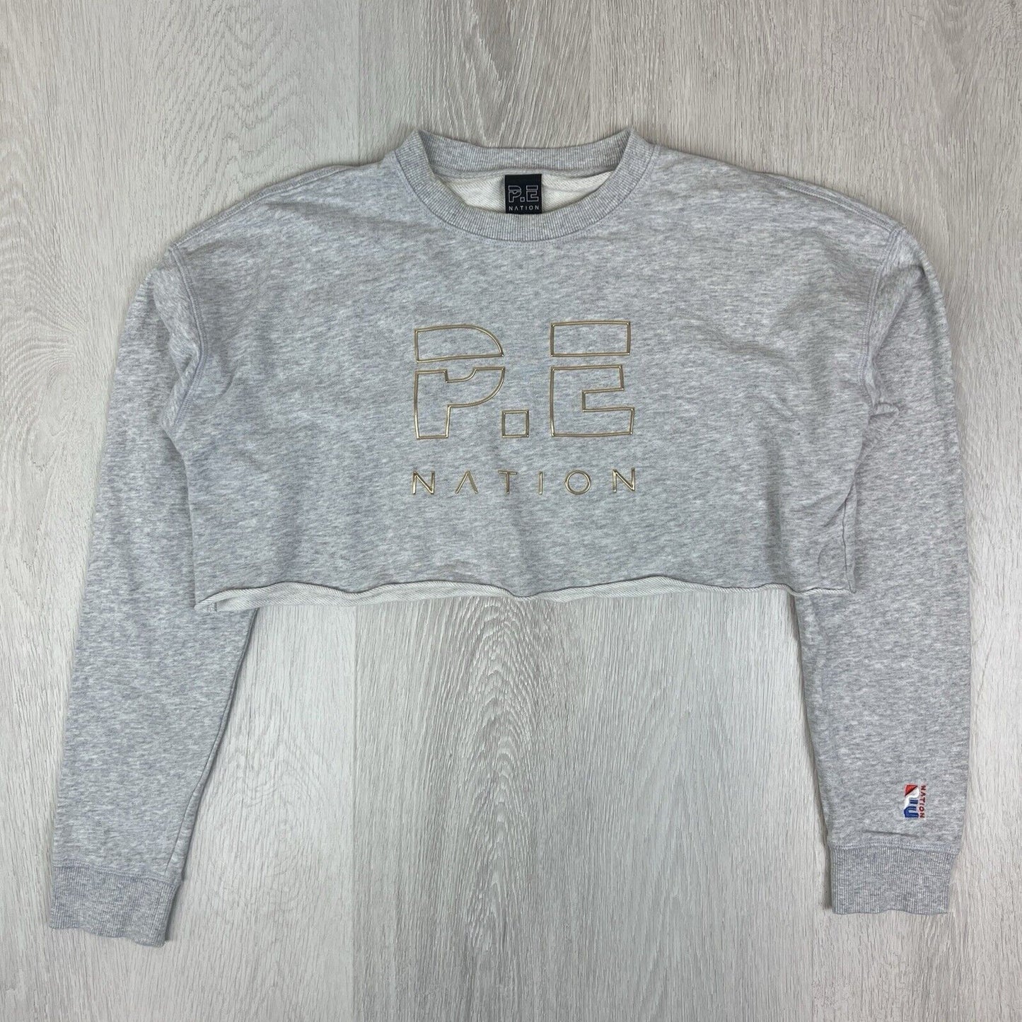 P.E Nation Womens Grey Cropped Sweatshirt Jumper Size Small