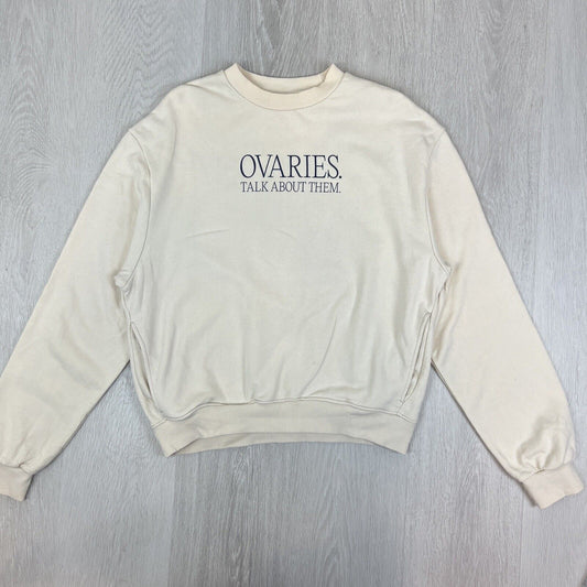 Camilla & Marc Unisex Ovarian Cancer Crew Cream Pullover Jumper Size XS