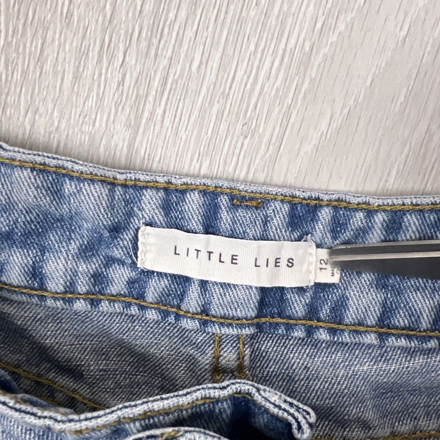 Little Lies Womens Distressed Denim Shorts Size 12