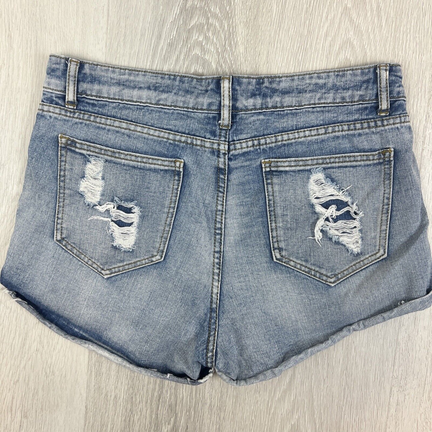 Little Lies Womens Distressed Denim Shorts Size 12