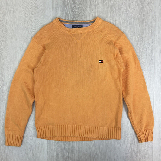 Tommy Hilfiger Mens Orange Knitted Pullover Sweater Jumper Size S/M Approx