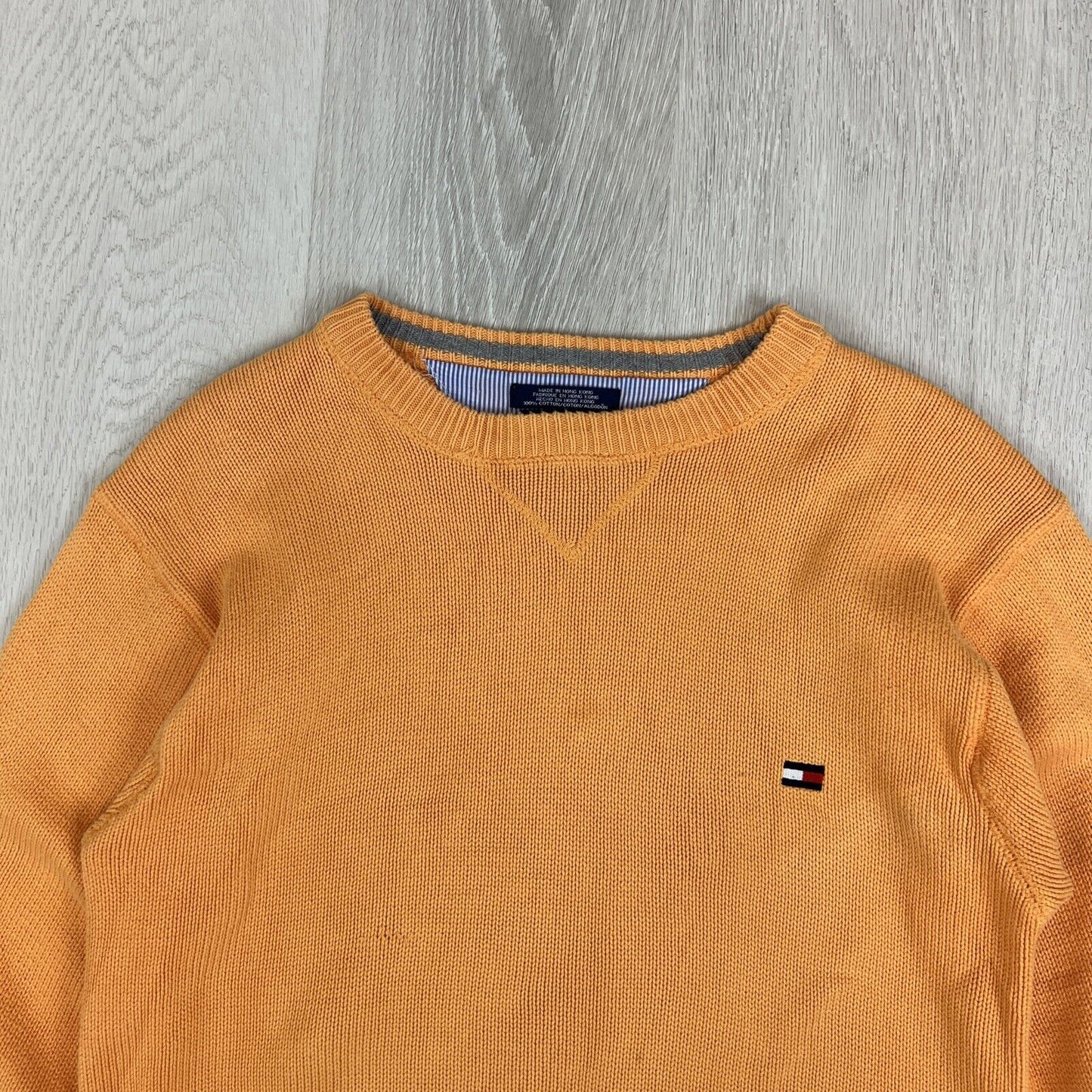 Tommy Hilfiger Mens Orange Knitted Pullover Sweater Jumper Size S/M Approx