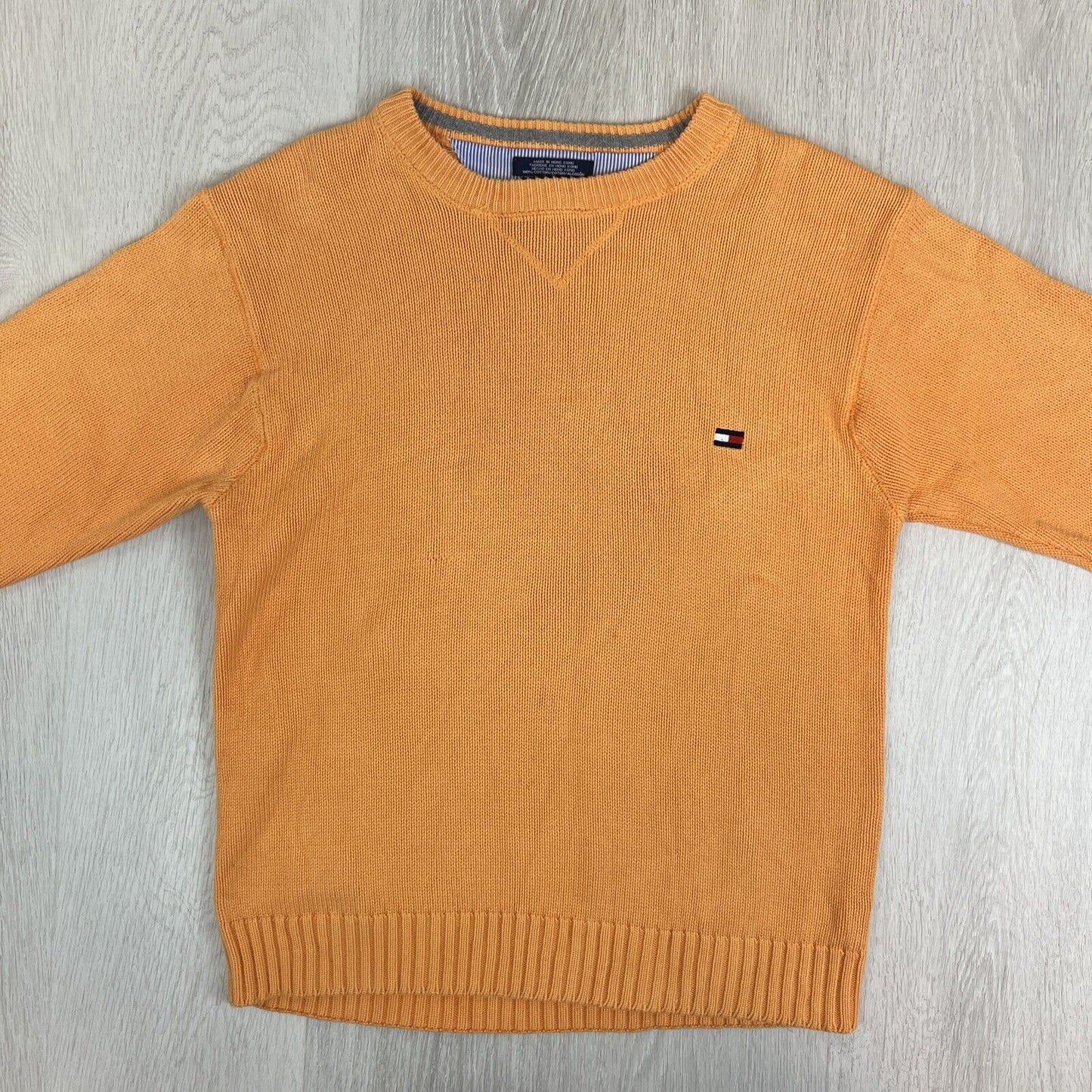 Tommy Hilfiger Mens Orange Knitted Pullover Sweater Jumper Size S/M Approx