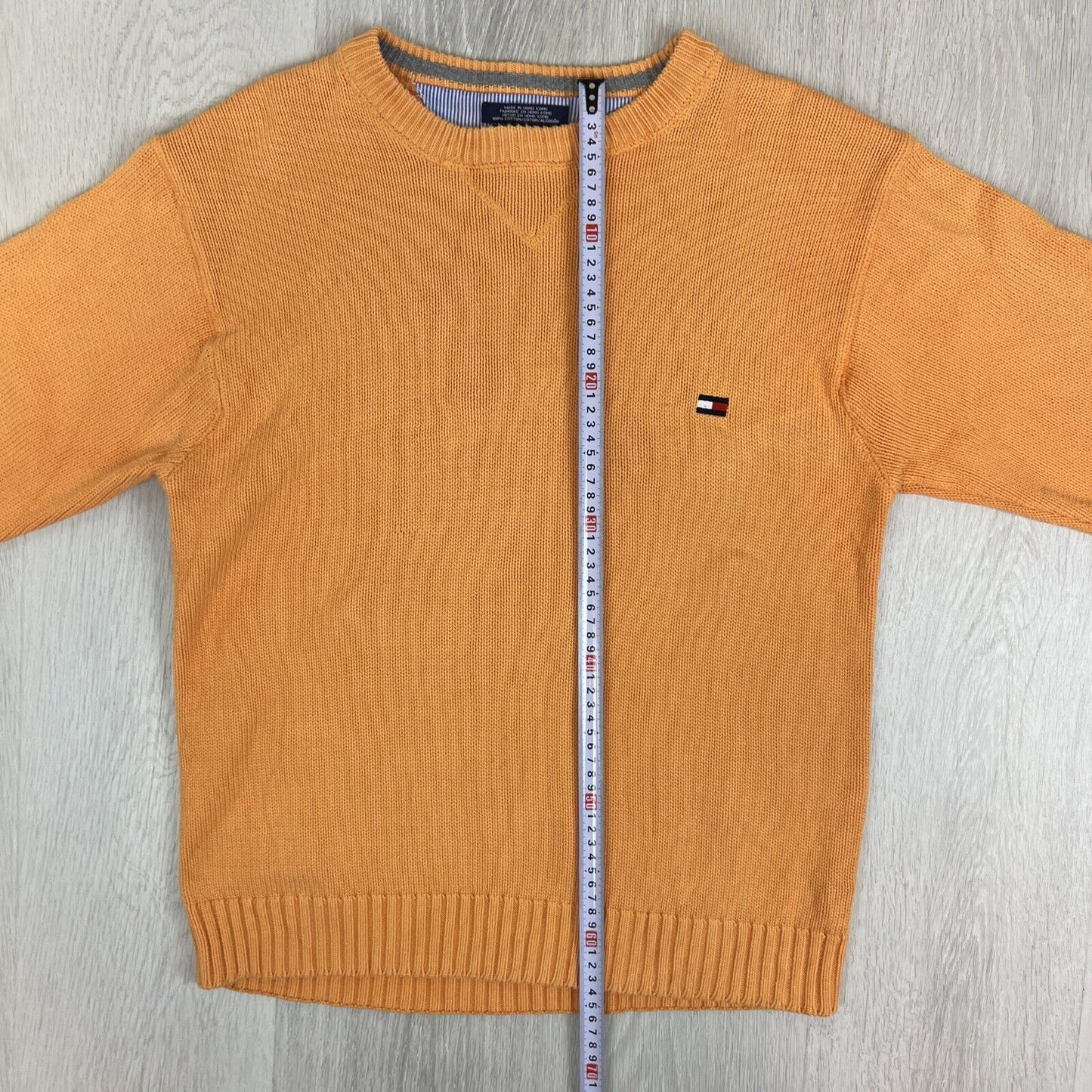 Tommy Hilfiger Mens Orange Knitted Pullover Sweater Jumper Size S/M Approx