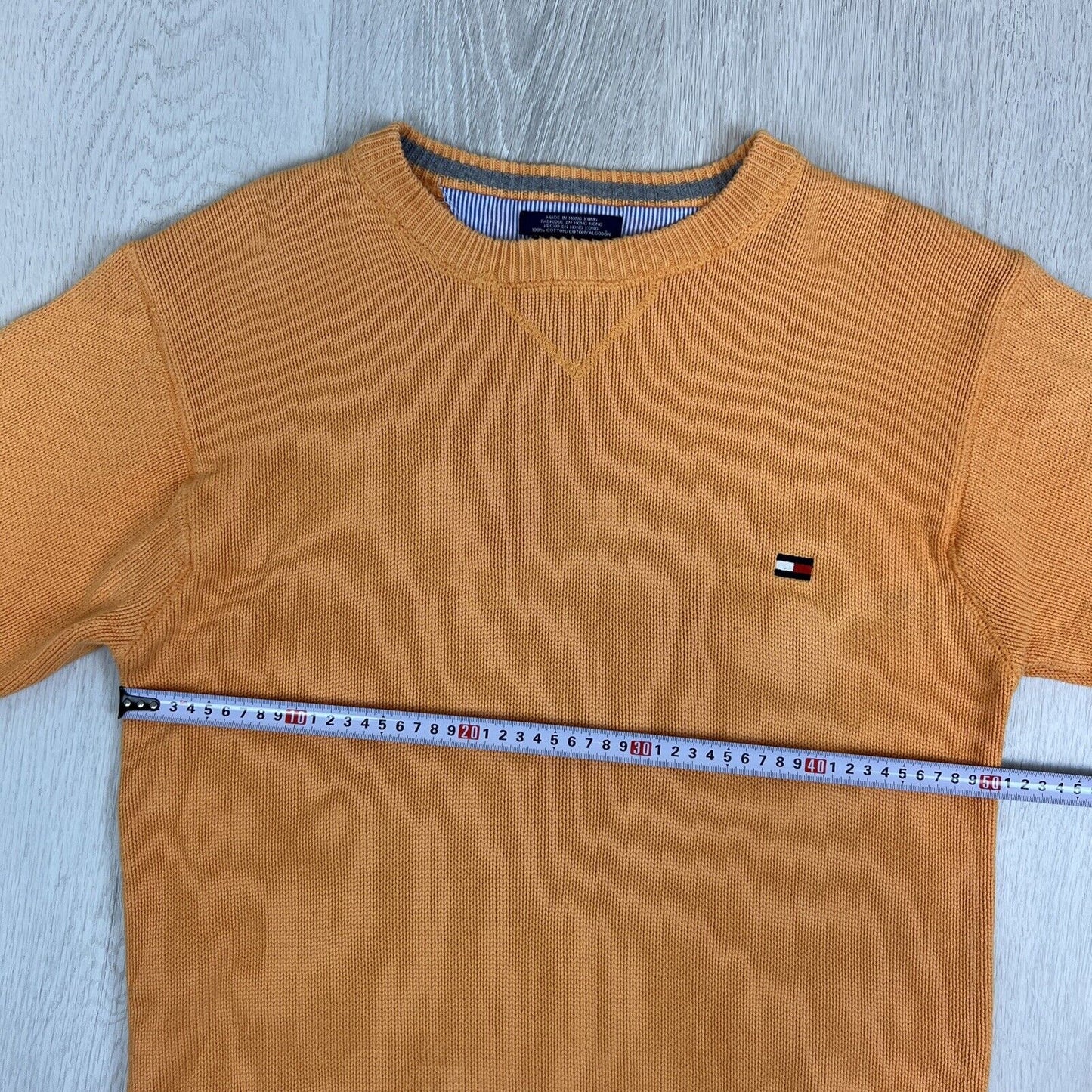 Tommy Hilfiger Mens Orange Knitted Pullover Sweater Jumper Size S/M Approx