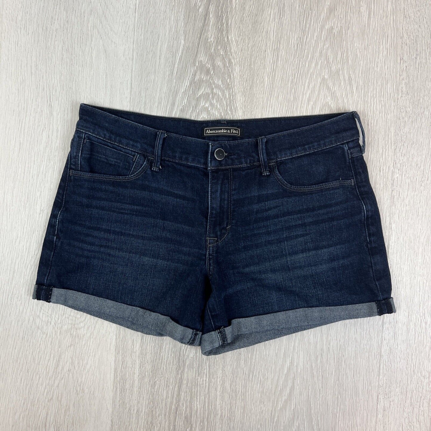 Abercrombie & Fitch Womens Dark Wash Denim Shorts Size Large / 28