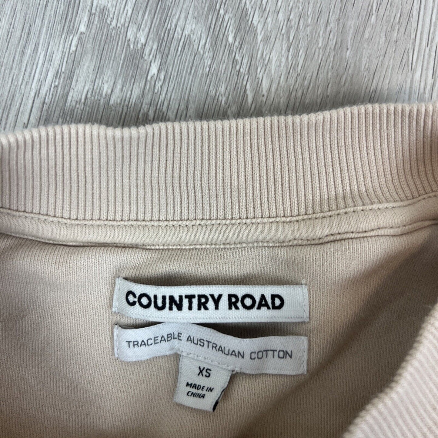 Country Road Womens Beige Embroidered Logo Pullover Jumper Sweatshirt Size XS