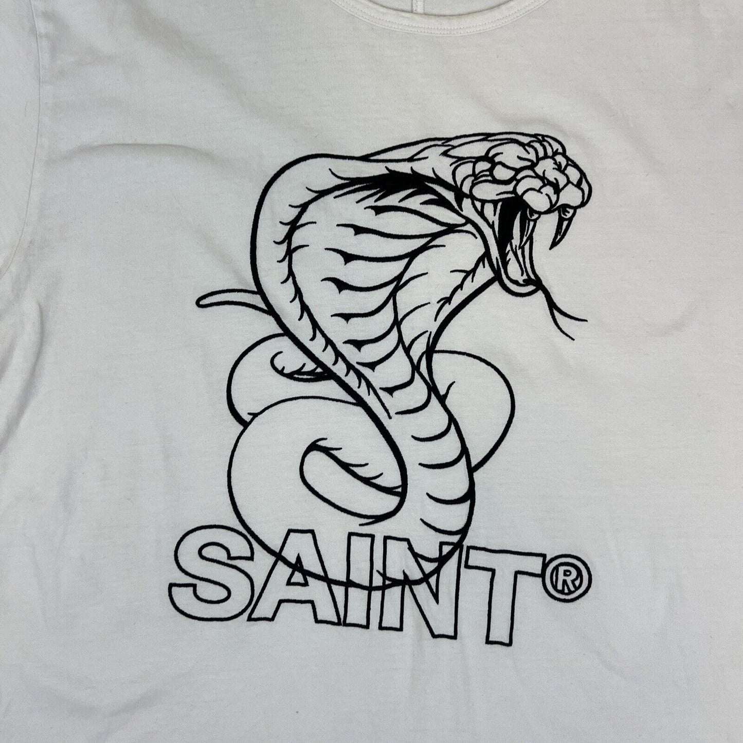 Saint Morta Mens Embroidered Cobra Snake White Short Sleeve T-Shirt Size 2XL