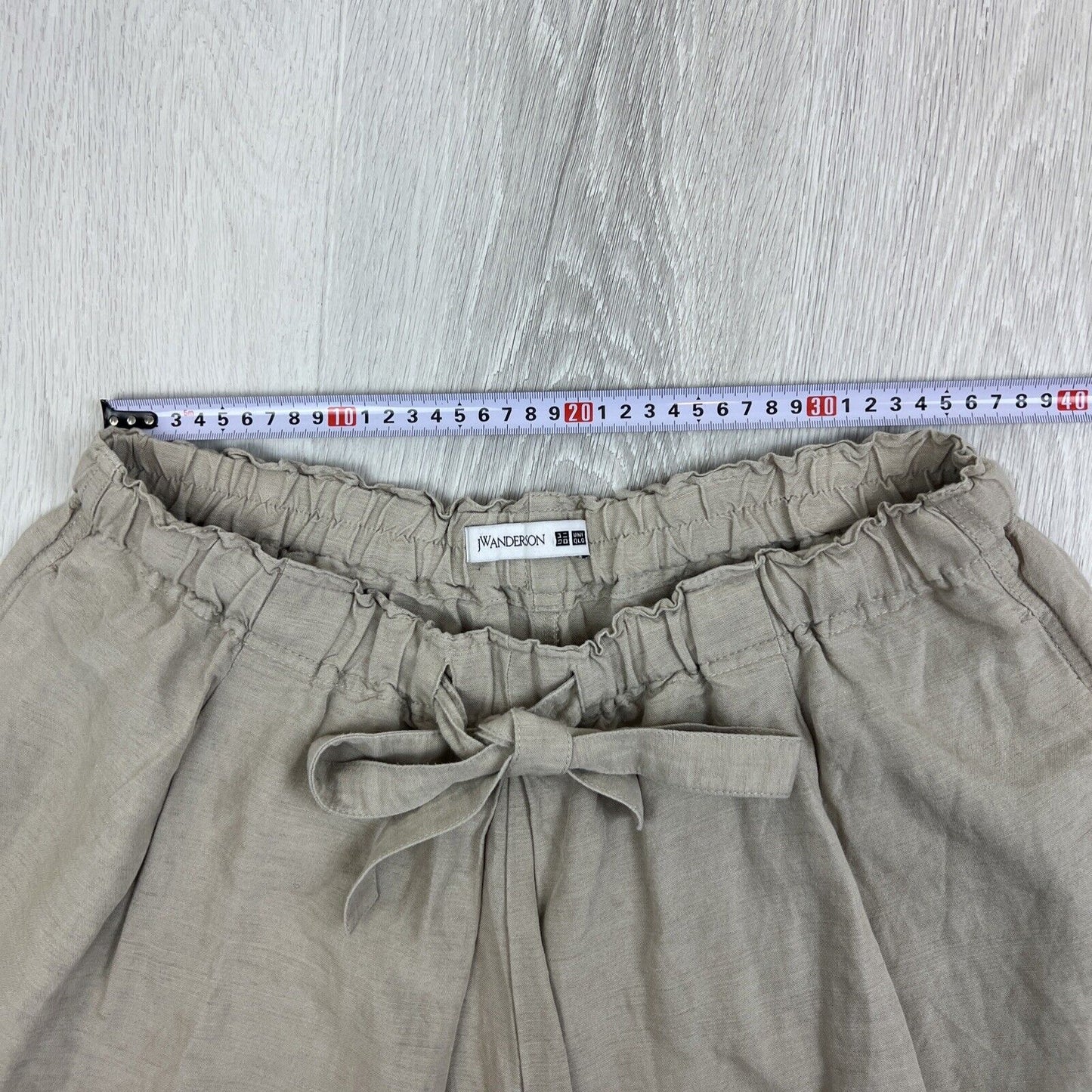 Uniqlo JW Anderson Womens Beige Linen Blend Paper Bag Shorts Size Large