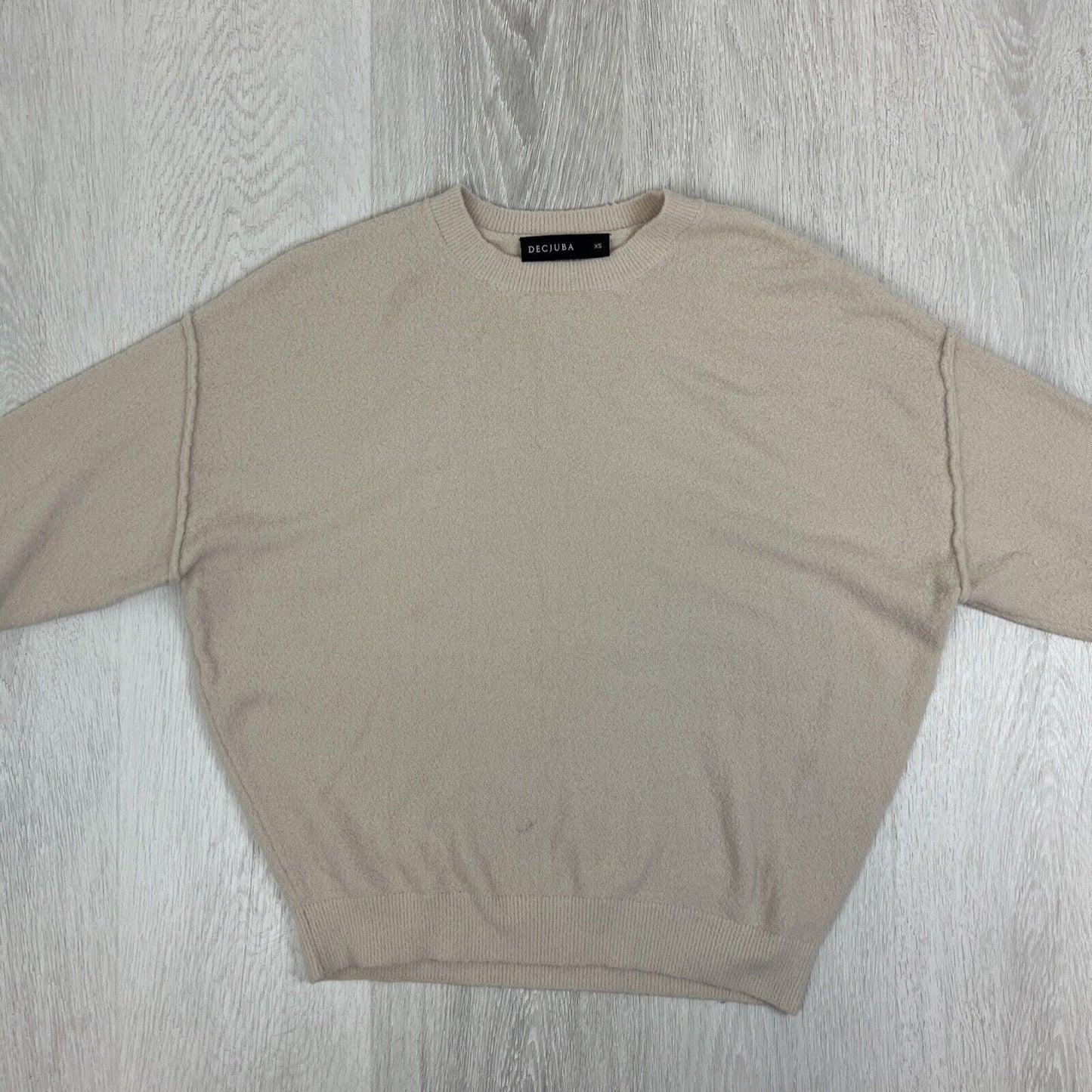 Decjuba Womens Super Soft Knitted Beige Oversized Sweater Size XS