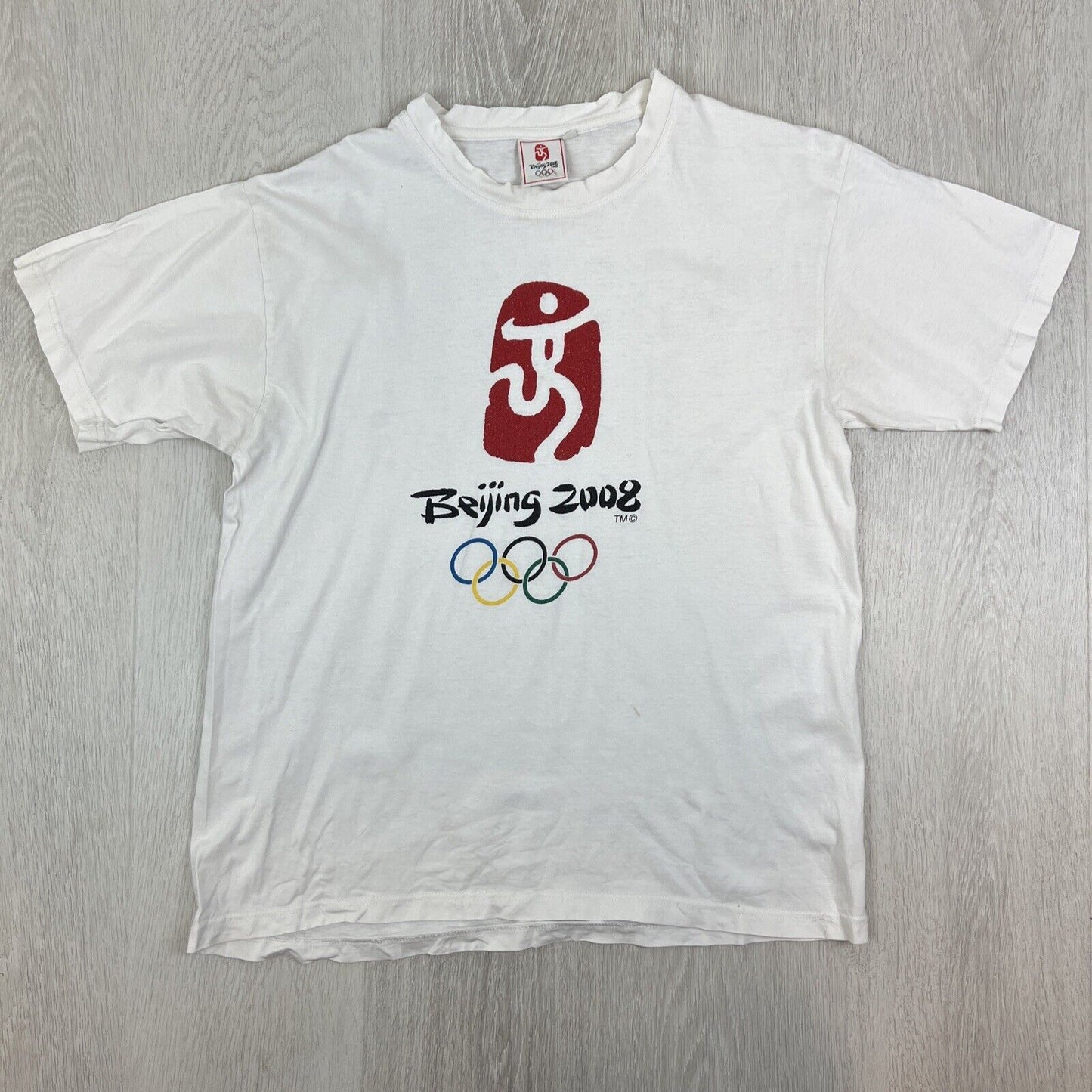 Vintage Beijing Olympics China 2008 Mens White T-Shirt Size XL