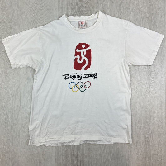 Vintage Beijing Olympics China 2008 Mens White T-Shirt Size XL