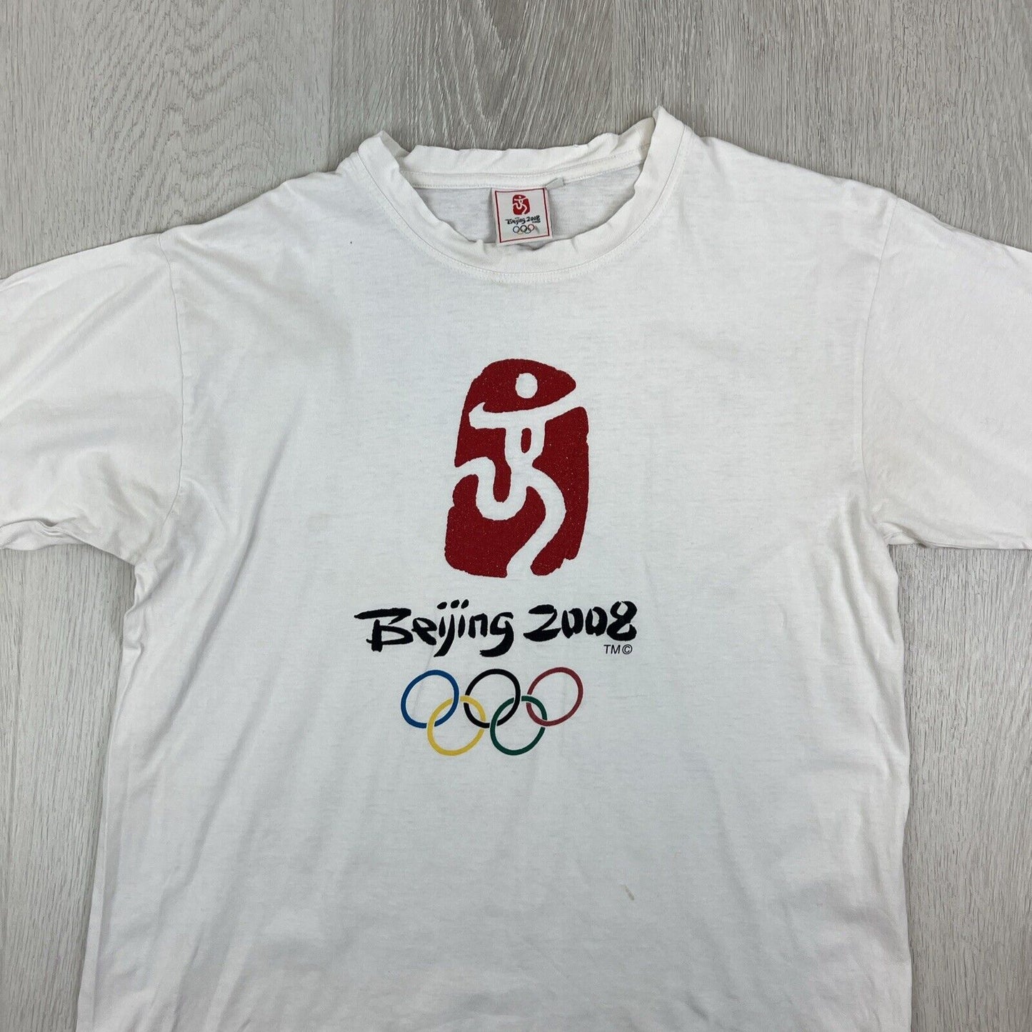 Vintage Beijing Olympics China 2008 Mens White T-Shirt Size XL