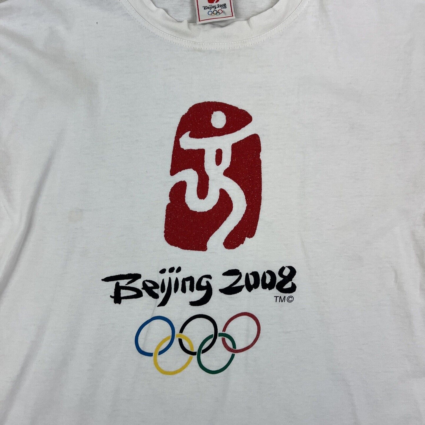 Vintage Beijing Olympics China 2008 Mens White T-Shirt Size XL