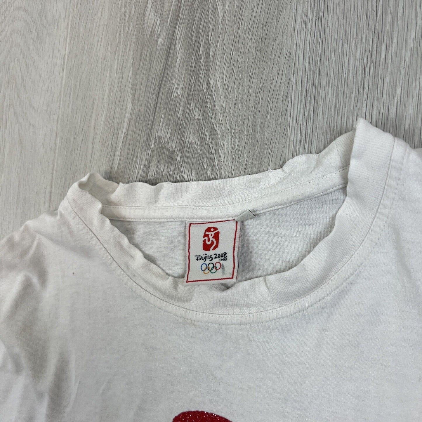 Vintage Beijing Olympics China 2008 Mens White T-Shirt Size XL