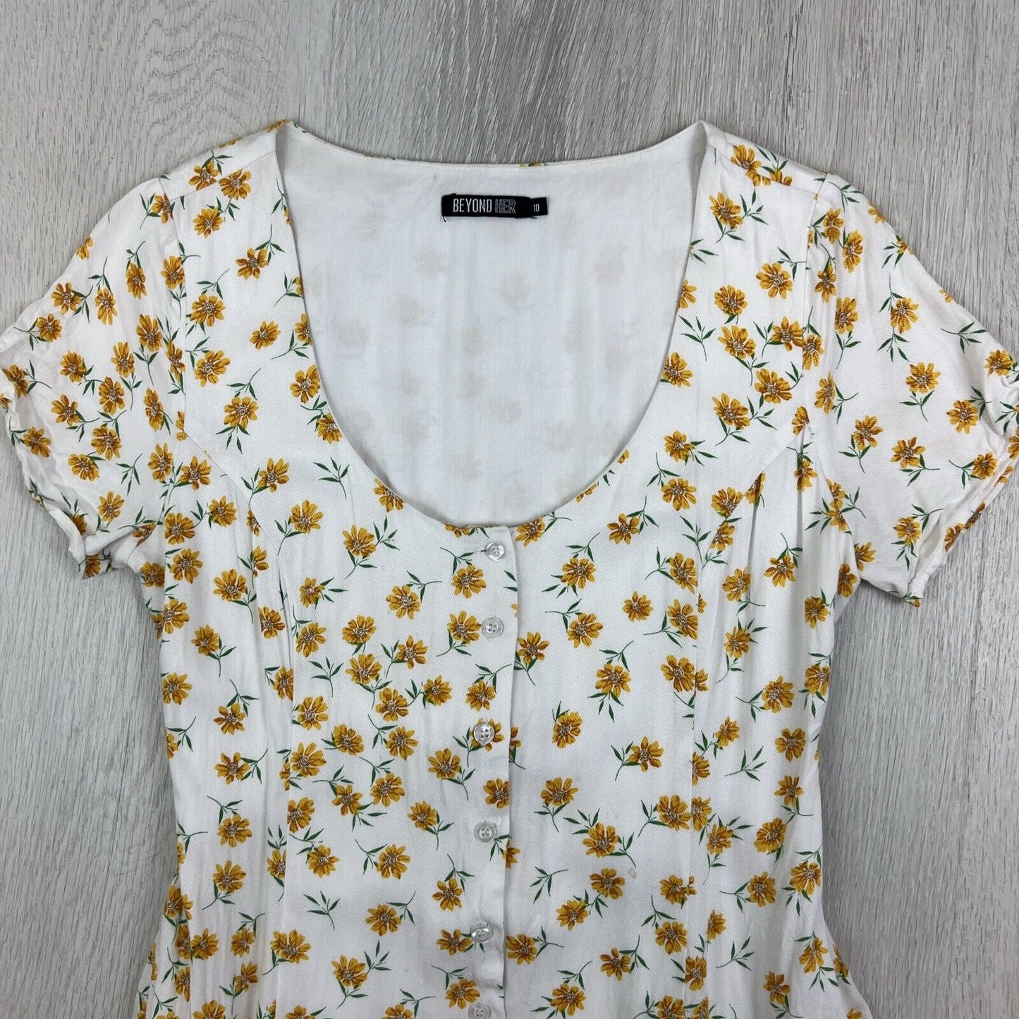 Beyond Her Womens White Floral Pattern Midi Dress Size 10