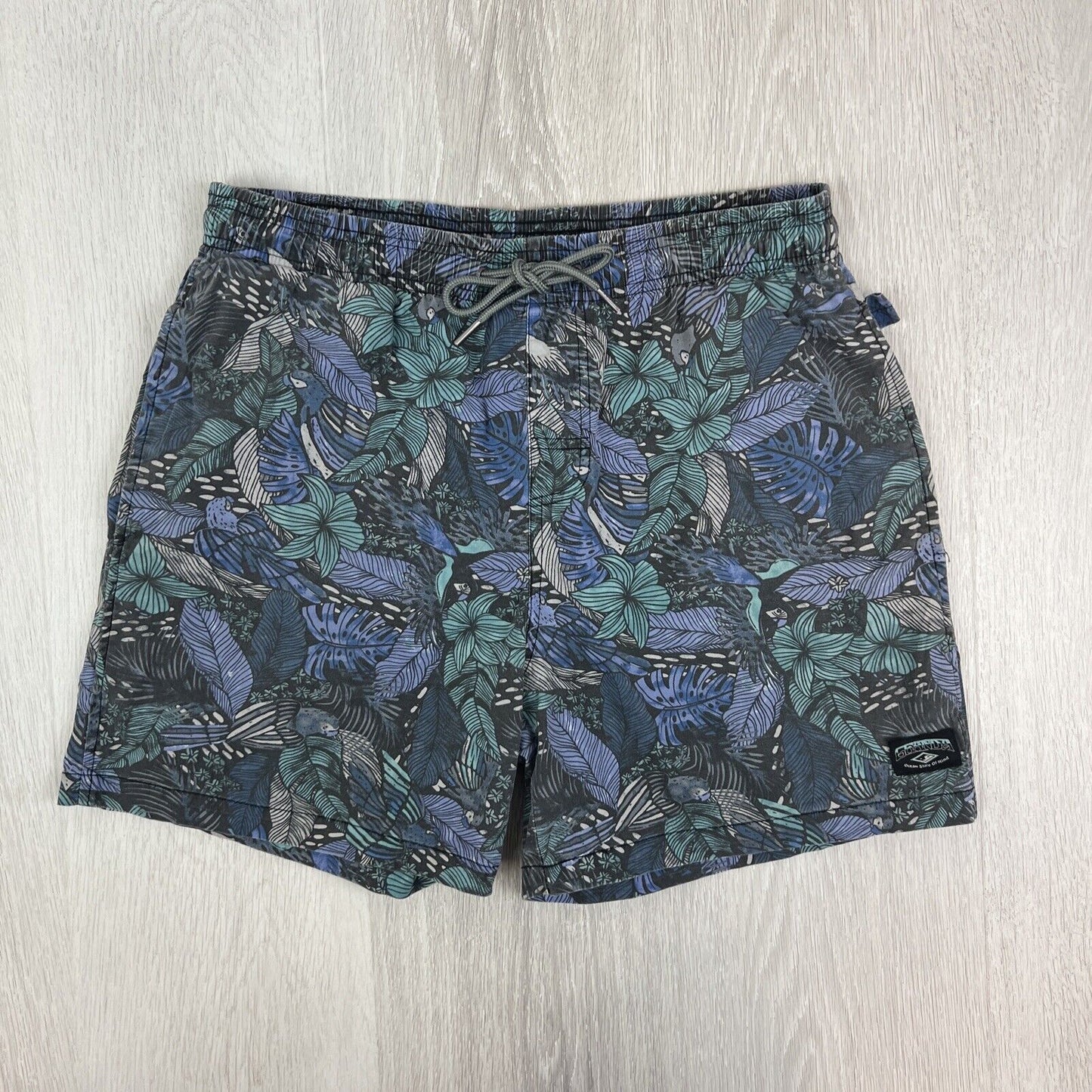 Ghanda Mens Floral Pattern Elastic Waist Swim Shorts Boardies Swimmers Size 30