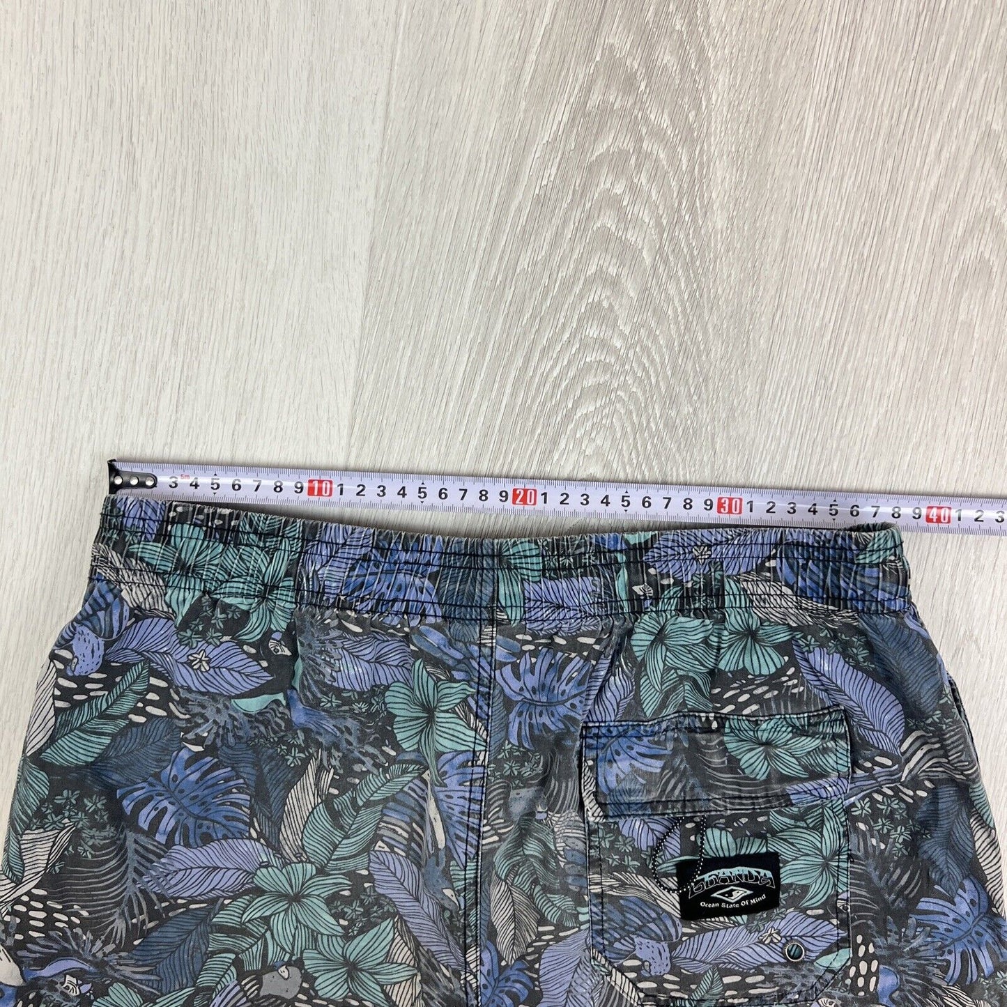 Ghanda Mens Floral Pattern Elastic Waist Swim Shorts Boardies Swimmers Size 30