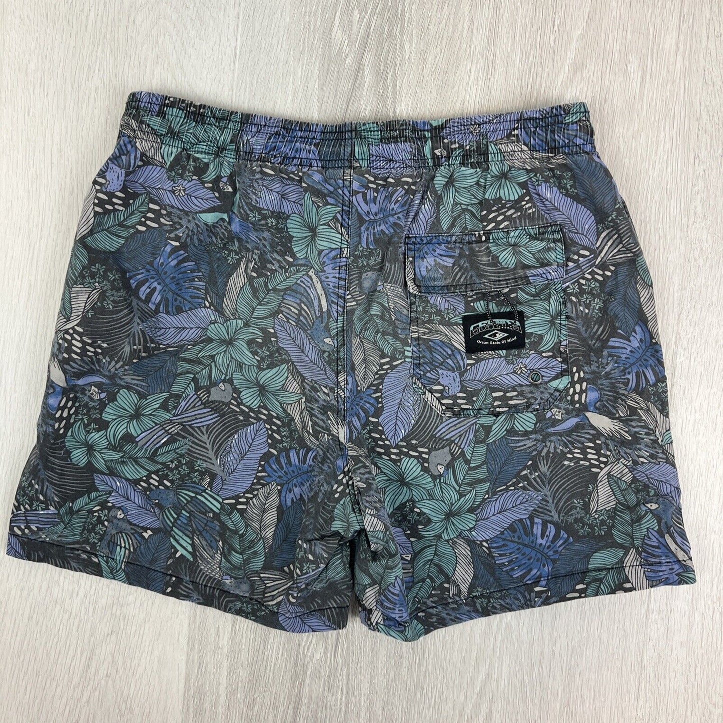 Ghanda Mens Floral Pattern Elastic Waist Swim Shorts Boardies Swimmers Size 30