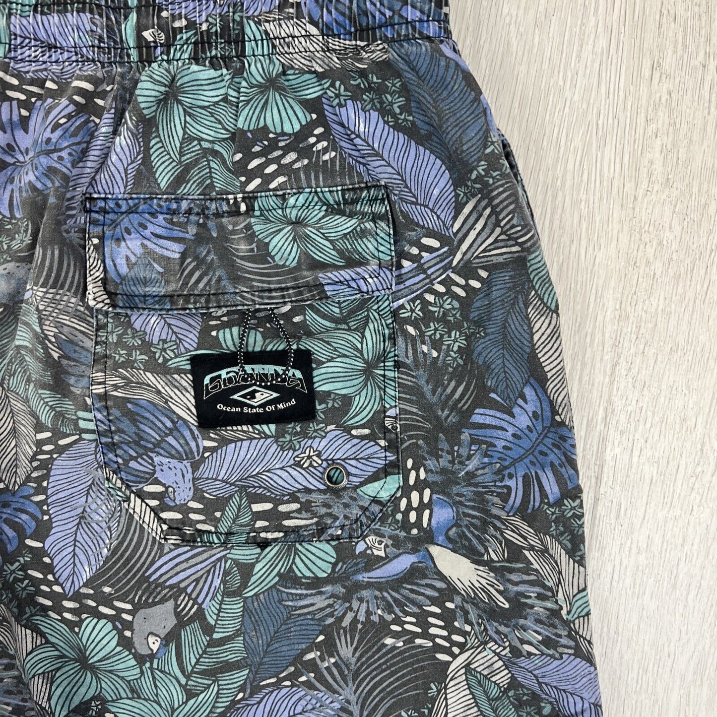 Ghanda Mens Floral Pattern Elastic Waist Swim Shorts Boardies Swimmers Size 30