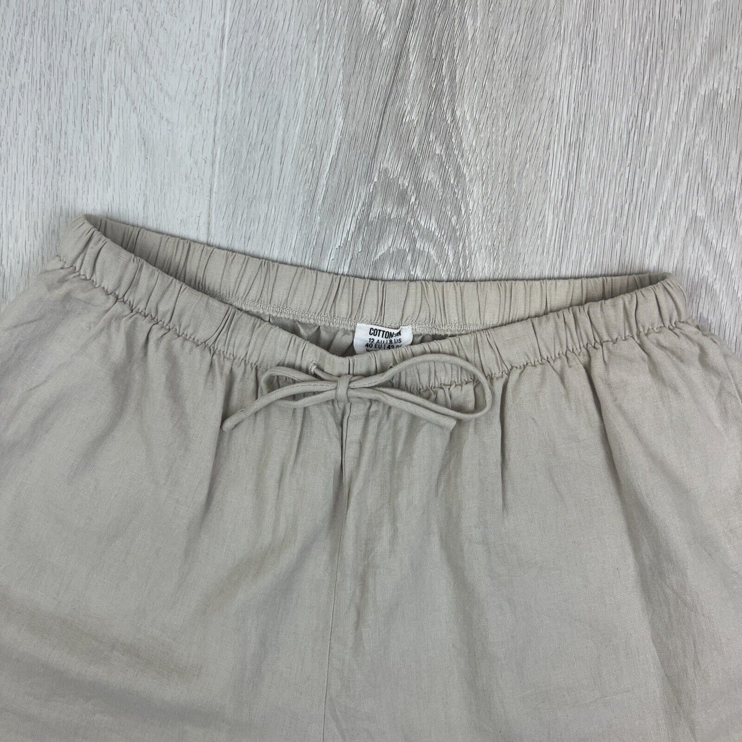 Cotton On Womens Beige Elastic Waist Linen Blend Casual Shorts Size 12 AU