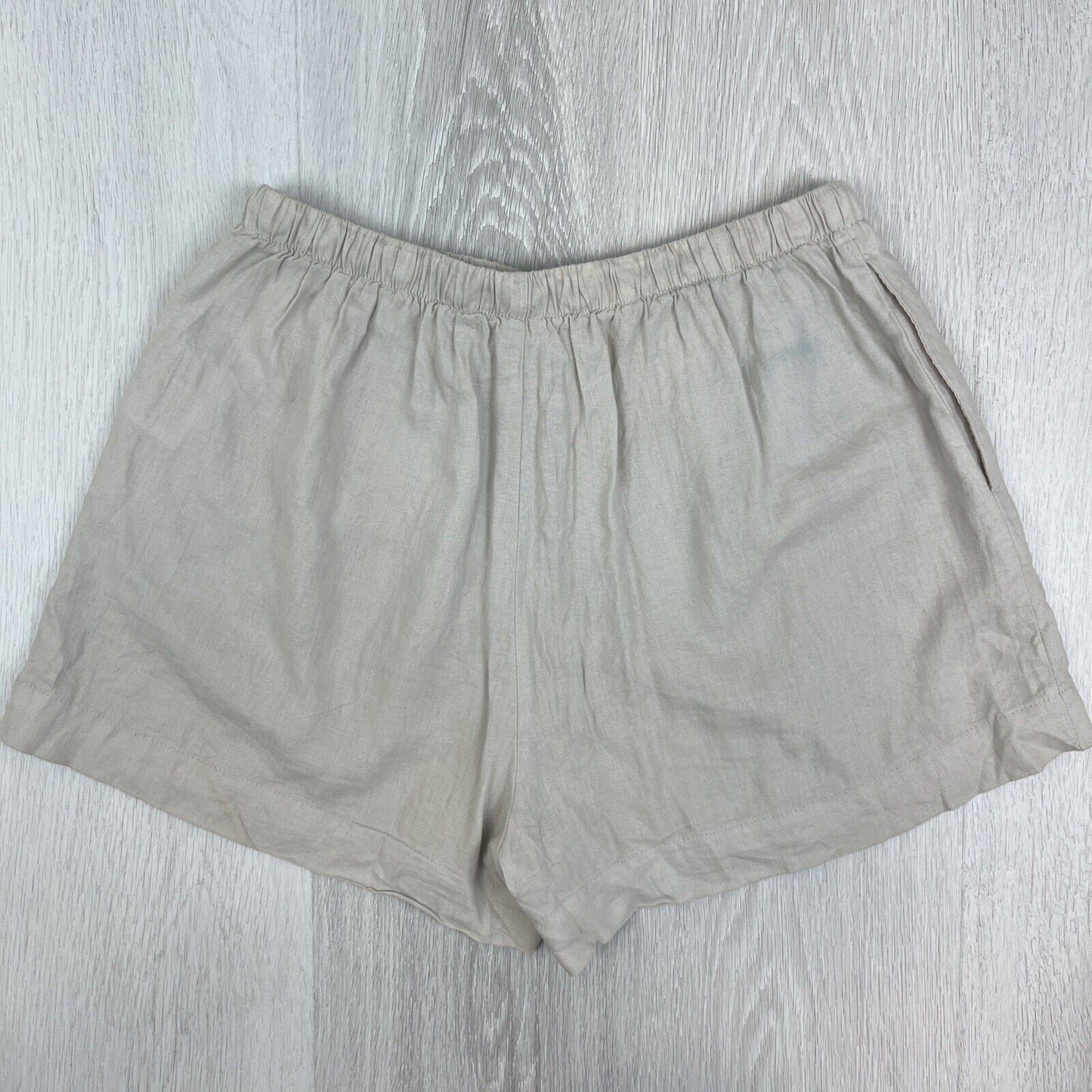 Cotton On Womens Beige Elastic Waist Linen Blend Casual Shorts Size 12 AU