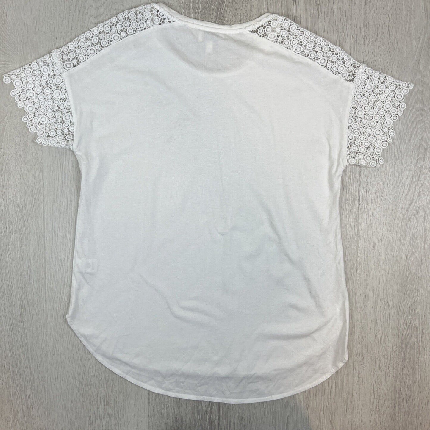 Witchery Womens White Lace Sleeve T-Shirt Blouse Top Size Medium