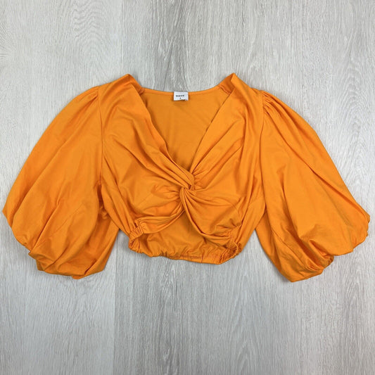 Sheike Womens Orange Puff Sleeve Cropped Blouse Top Size 8