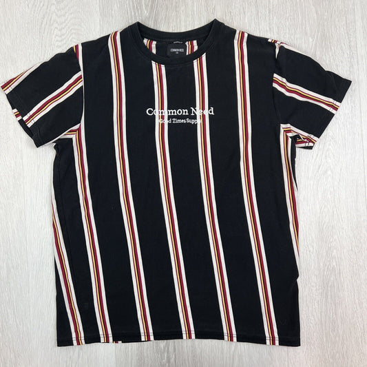 Common Need Mens Striped Embroidered Logo Men T-Shirt Size Medium