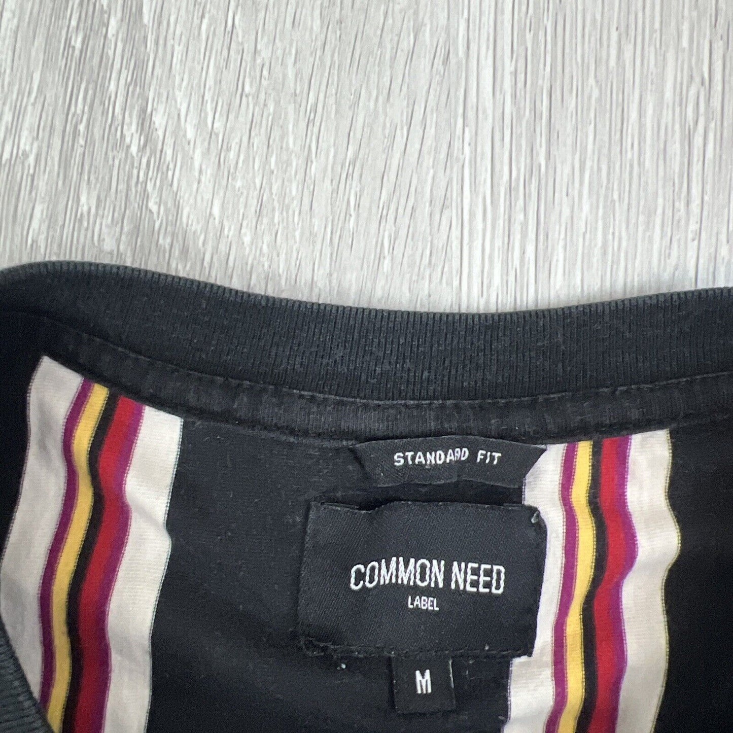 Common Need Mens Striped Embroidered Logo Men T-Shirt Size Medium