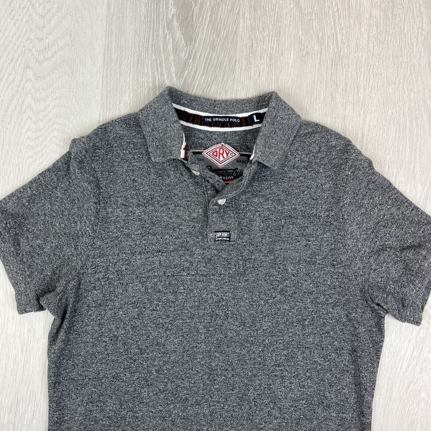 Superdry Mens Grey Polo Shirt The Grindle Polo Size Large