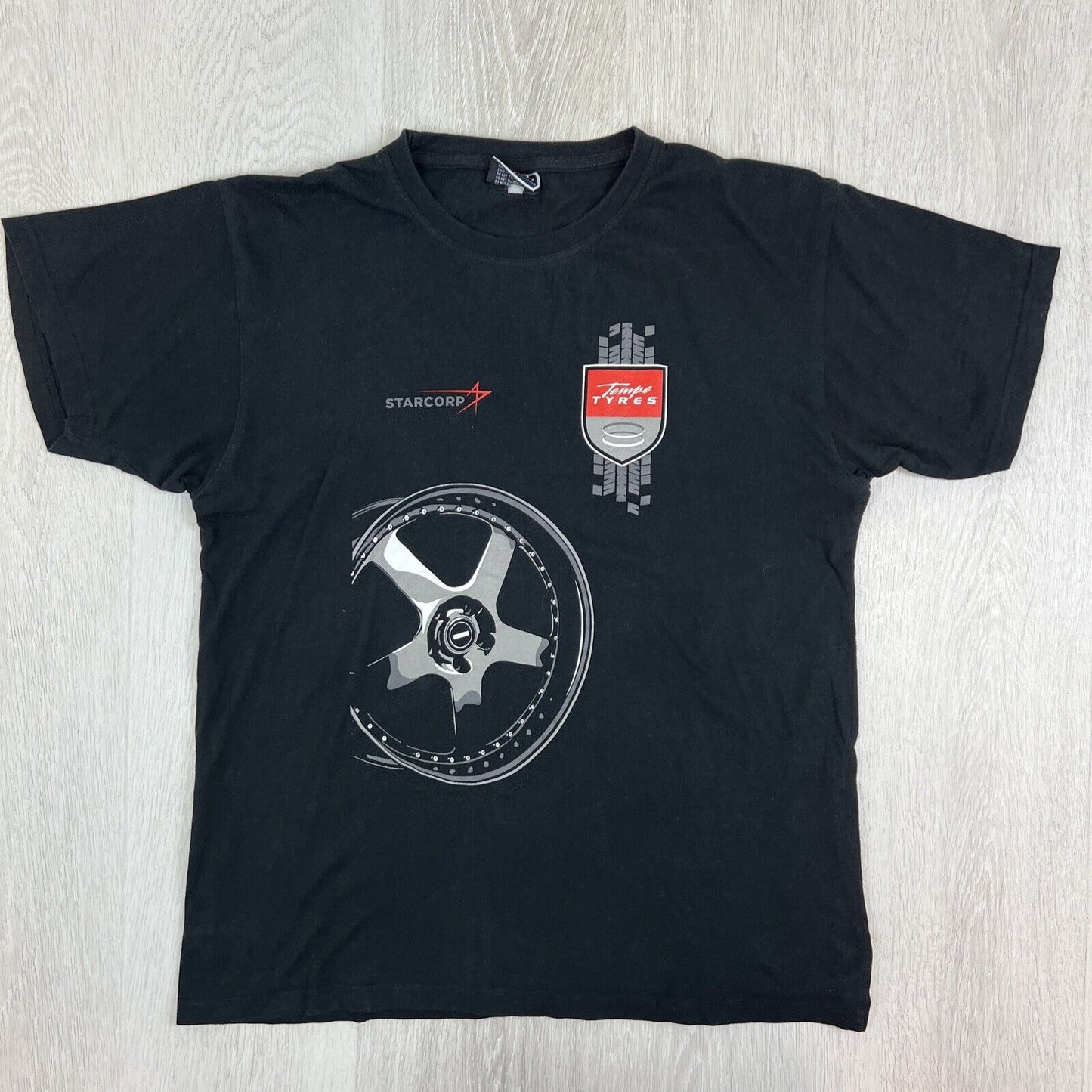 Tempe Tyres Mens Black T-Shirt Size Large