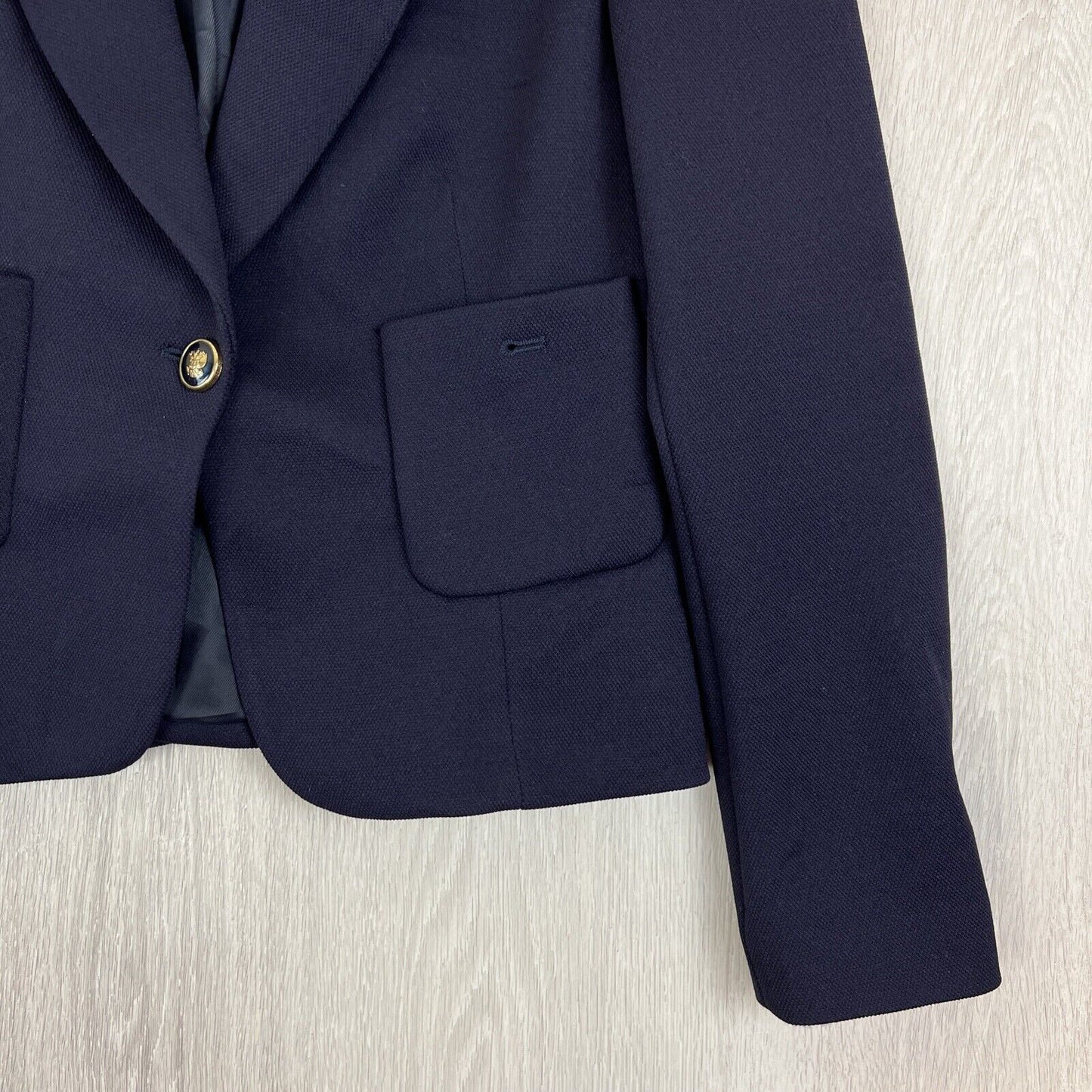 Zara Womens Navy Blue Single Button Suit Jacket Blazer Jacket Size Medium