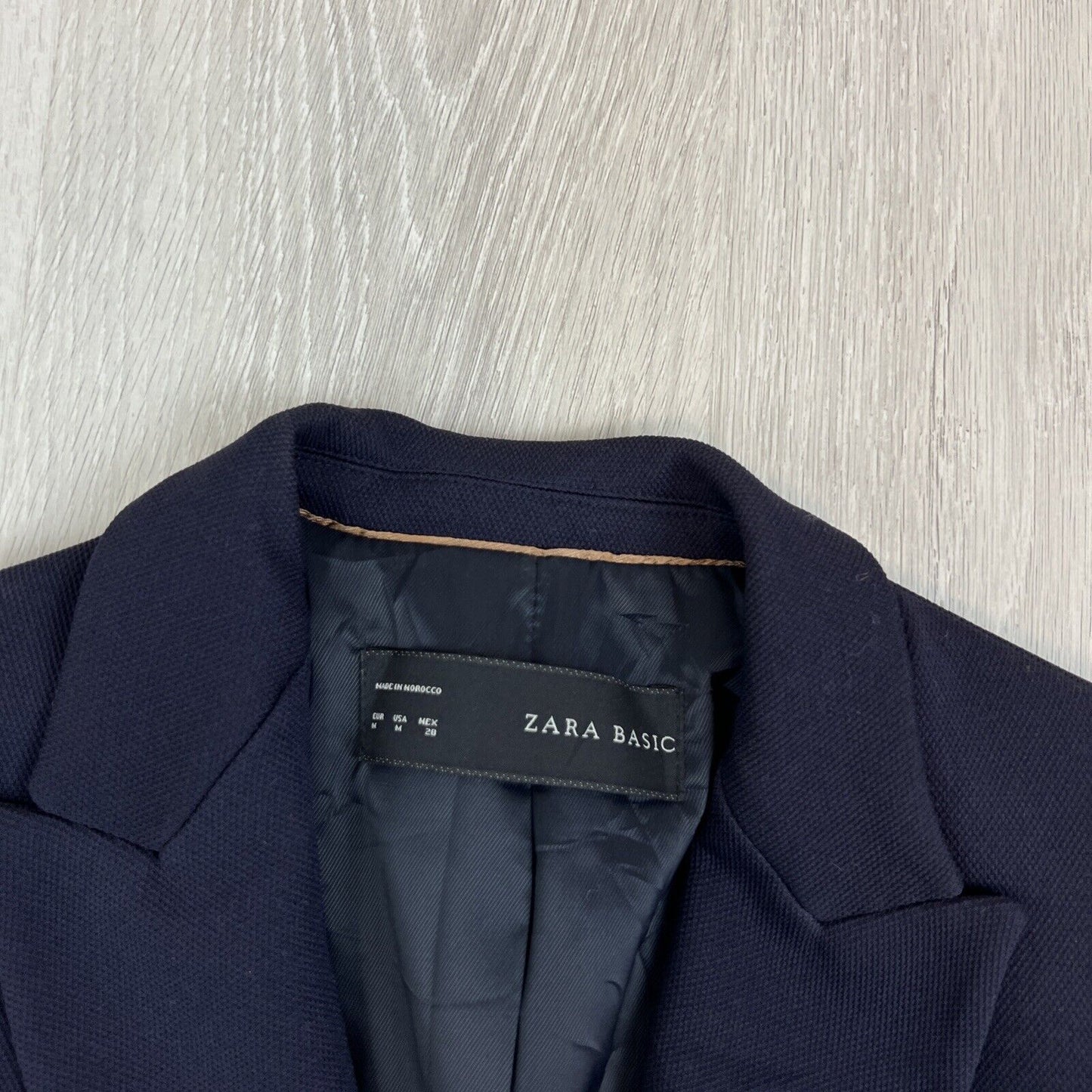 Zara Womens Navy Blue Single Button Suit Jacket Blazer Jacket Size Medium