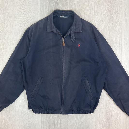 Vintage Polo Ralph Lauren Mens Blue Full Zip Bomber Jacket Size Large