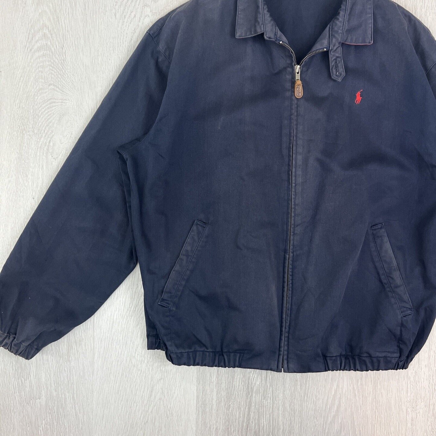 Vintage Polo Ralph Lauren Mens Blue Full Zip Bomber Jacket Size Large