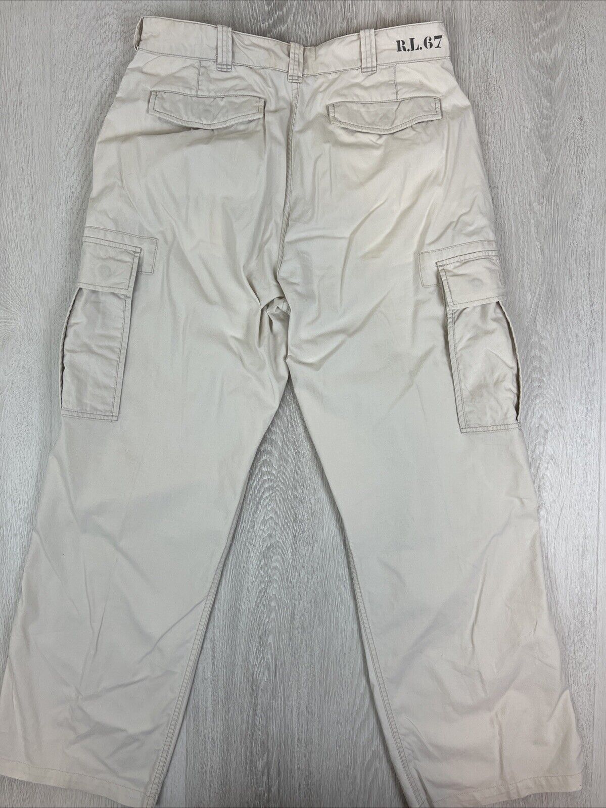 VTG Polo Jeans Ralph Lauren Mens 90s Cream Cargo Pants Size 33/34