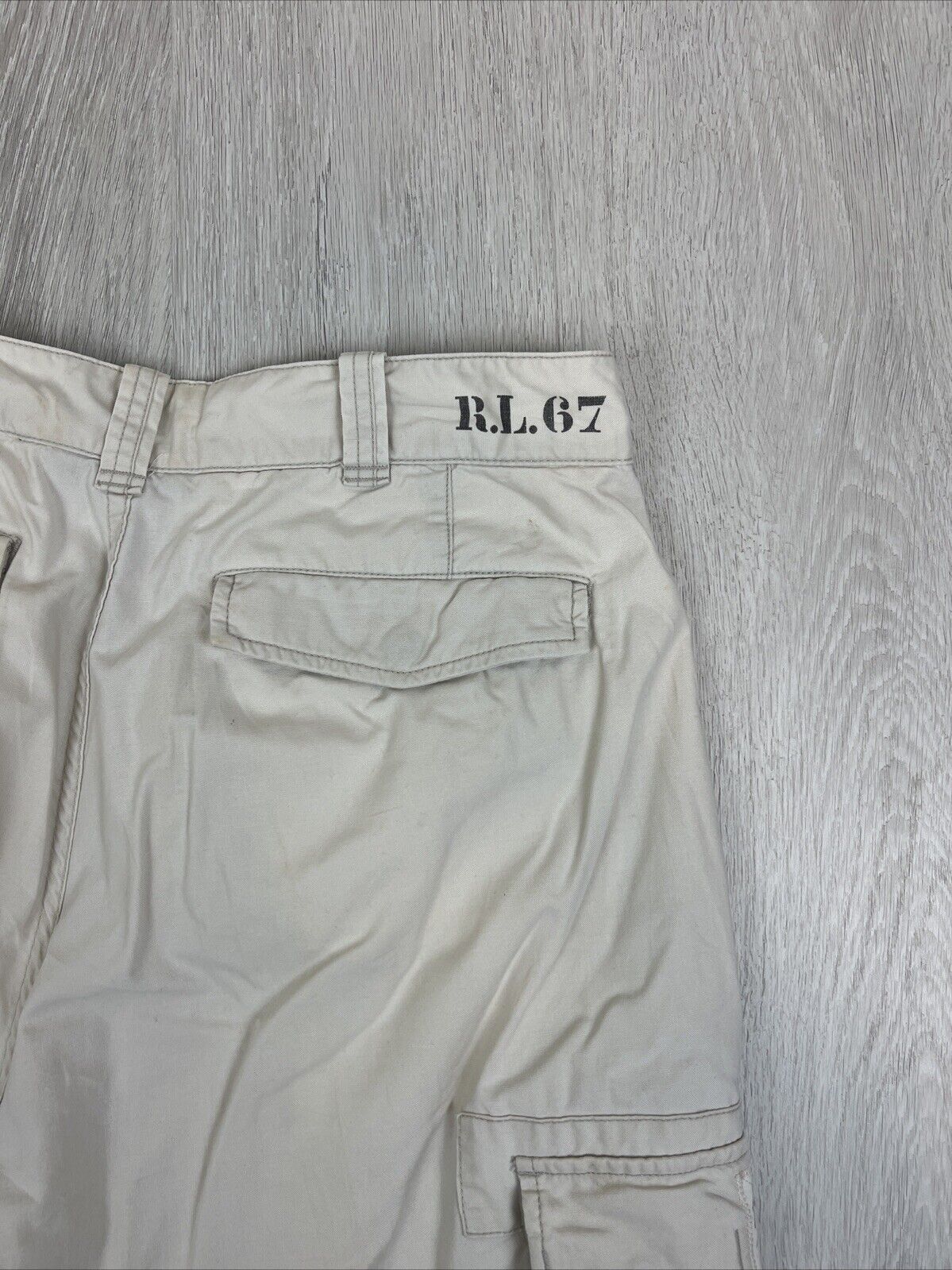 VTG Polo Jeans Ralph Lauren Mens 90s Cream Cargo Pants Size 33/34