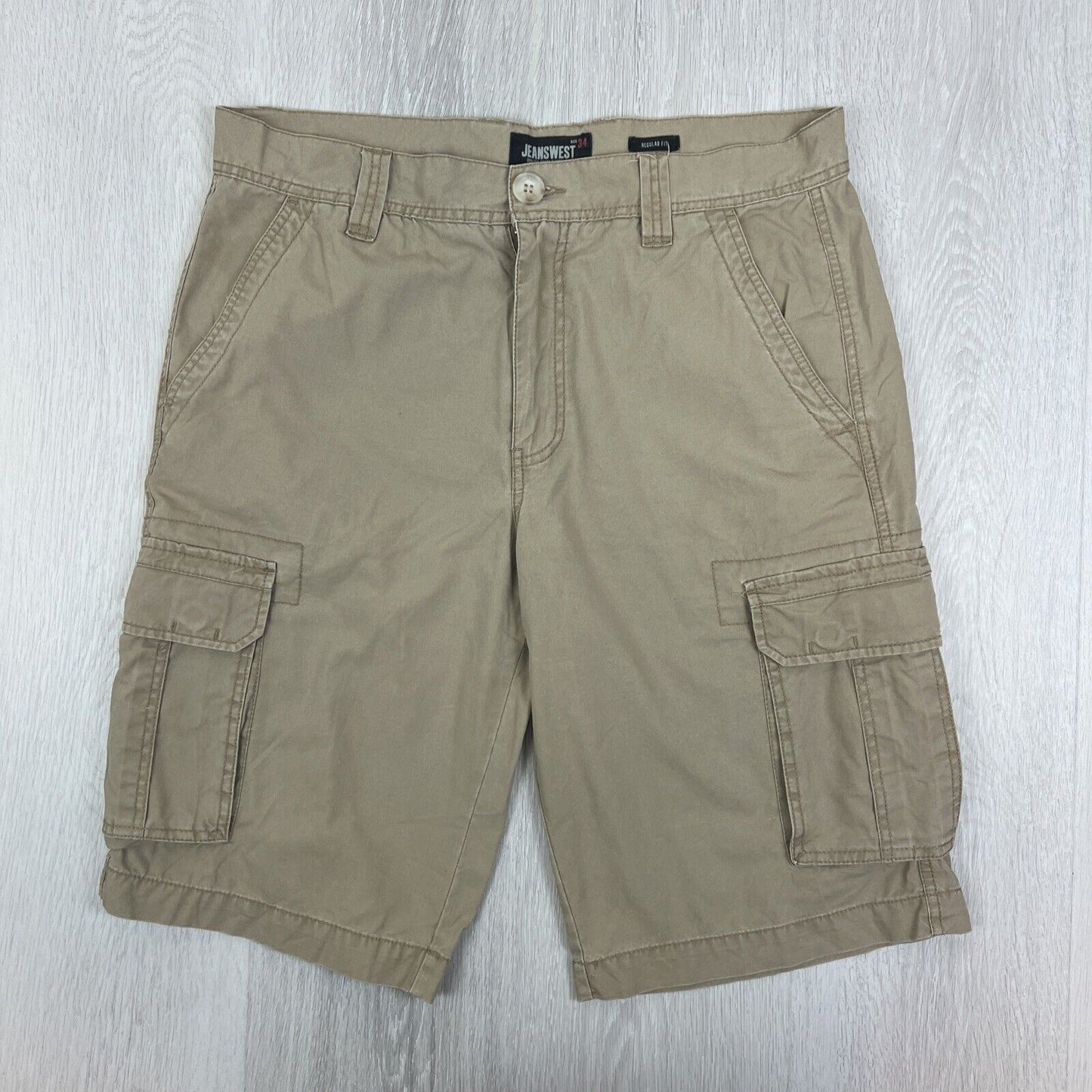 Jeanswest Mens Regular Fit Beige Cargo Shorts Size 34