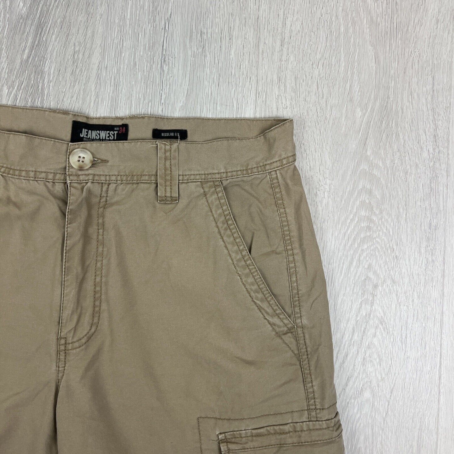 Jeanswest Mens Regular Fit Beige Cargo Shorts Size 34