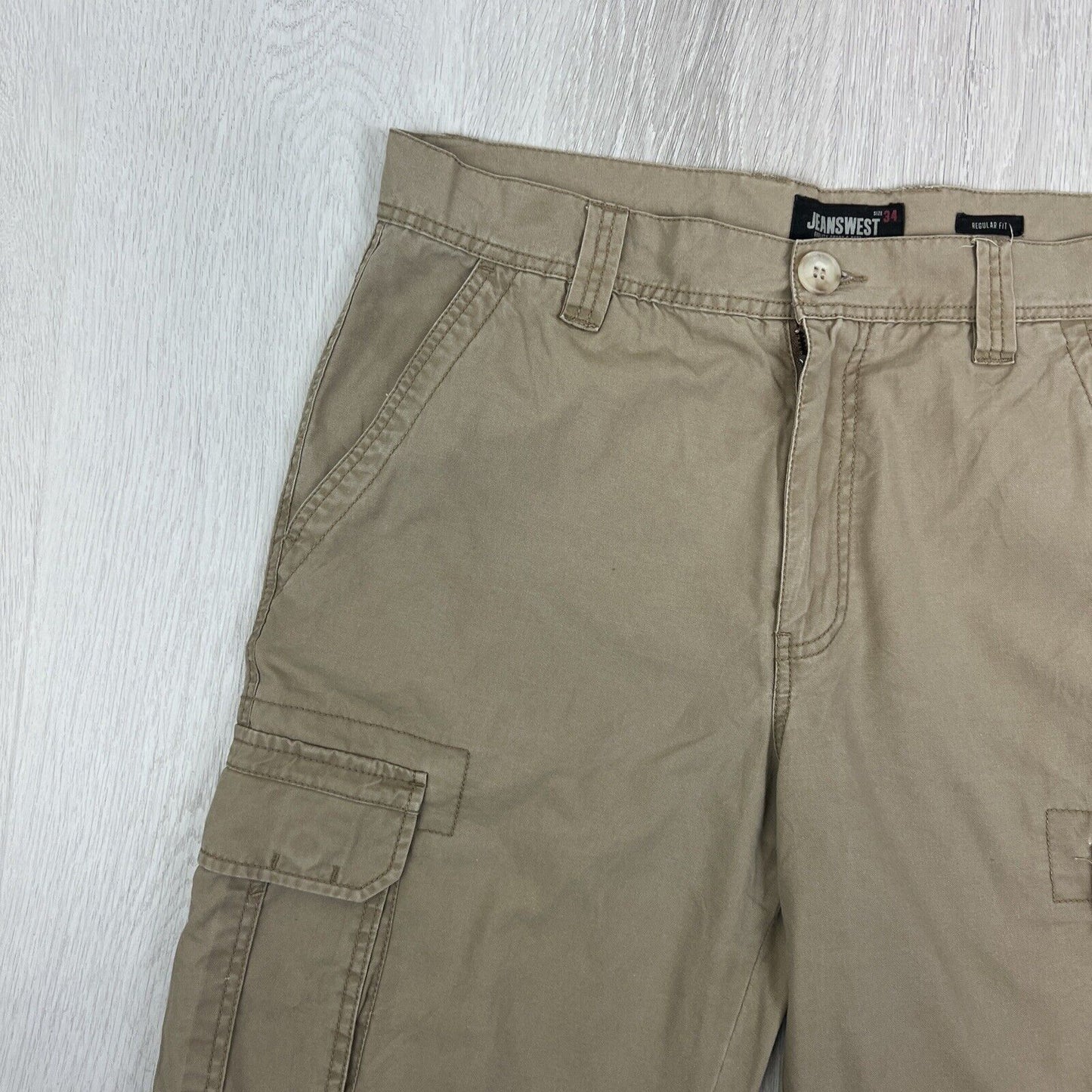 Jeanswest Mens Regular Fit Beige Cargo Shorts Size 34