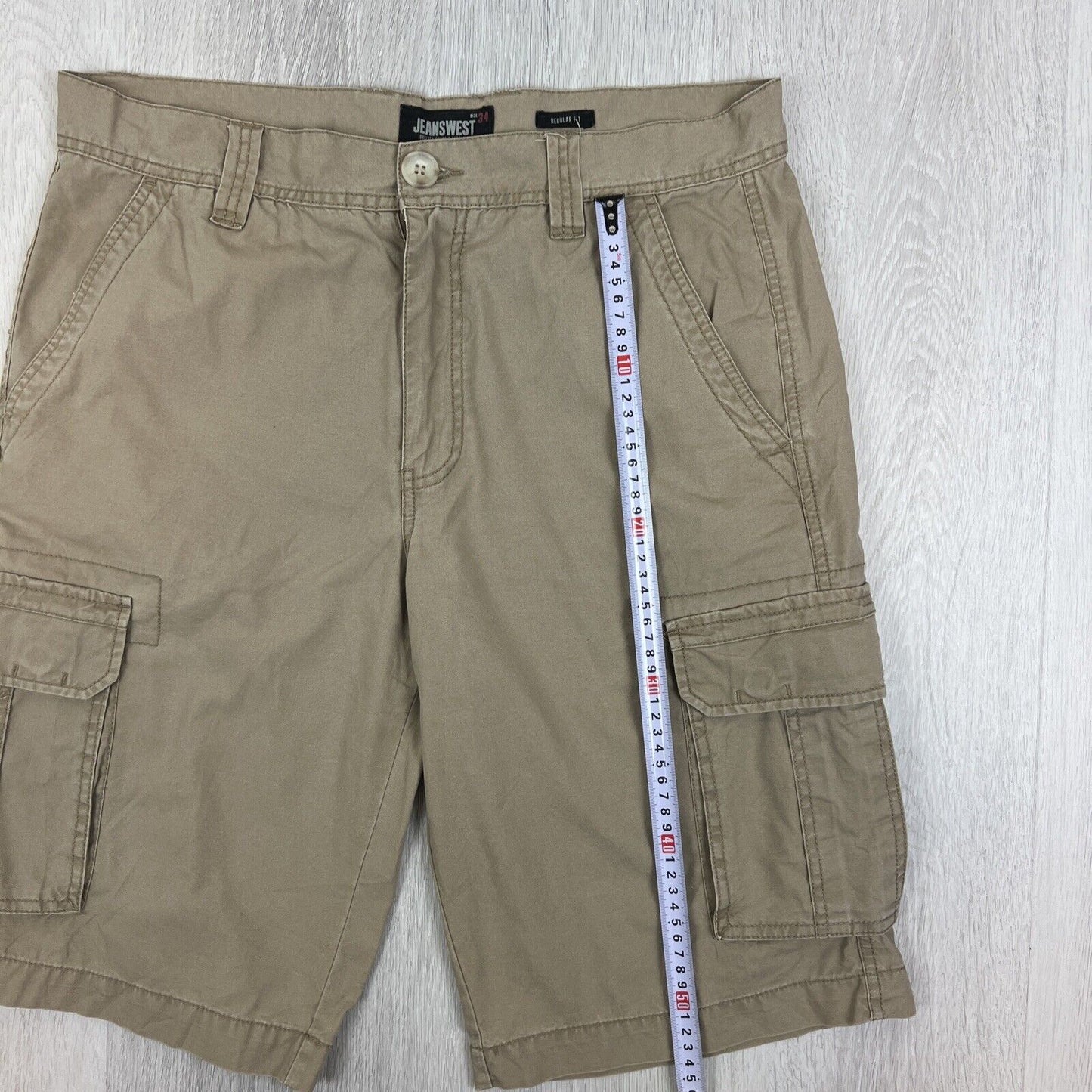 Jeanswest Mens Regular Fit Beige Cargo Shorts Size 34