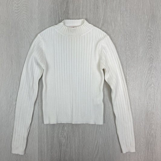 Showpo Womens White Knitted Cropped Stretch Long Sleeve Top Size 8 AU