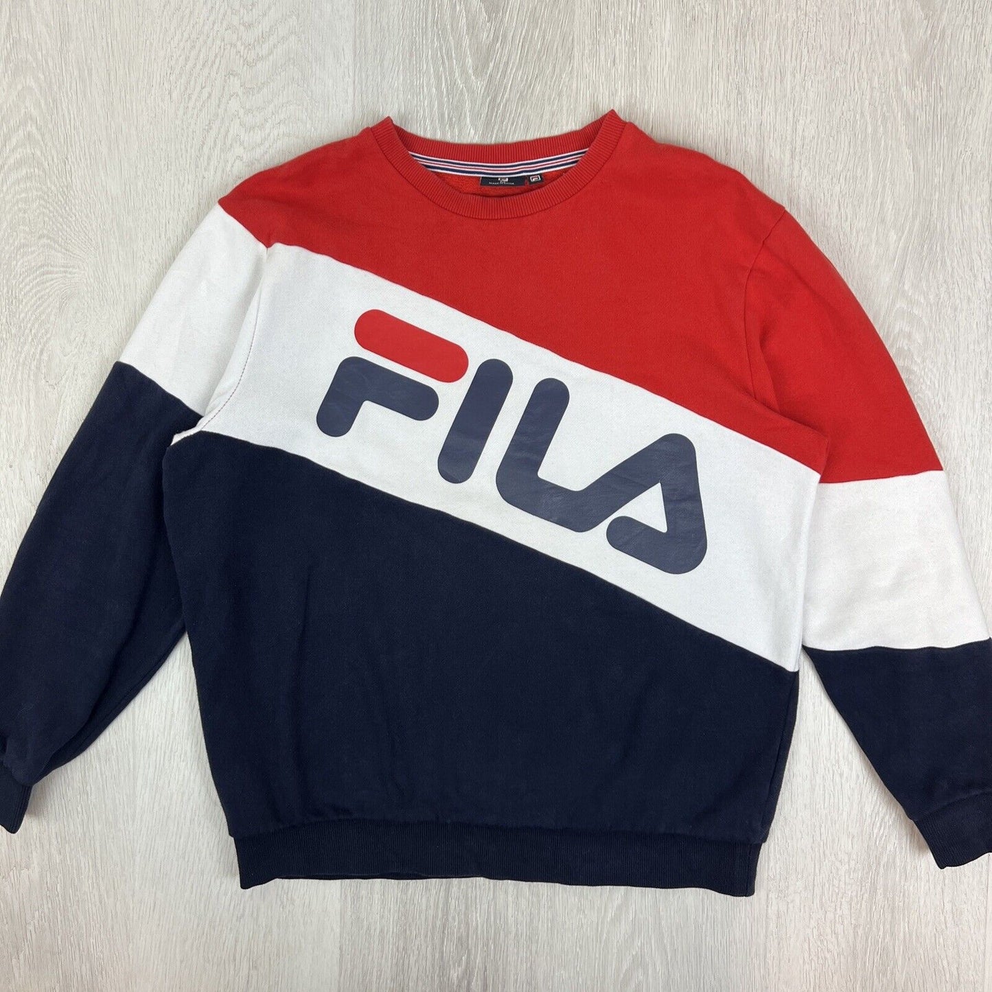 FILA Mens Colour Block Pullover Sweatshirt Jumper Size Medium