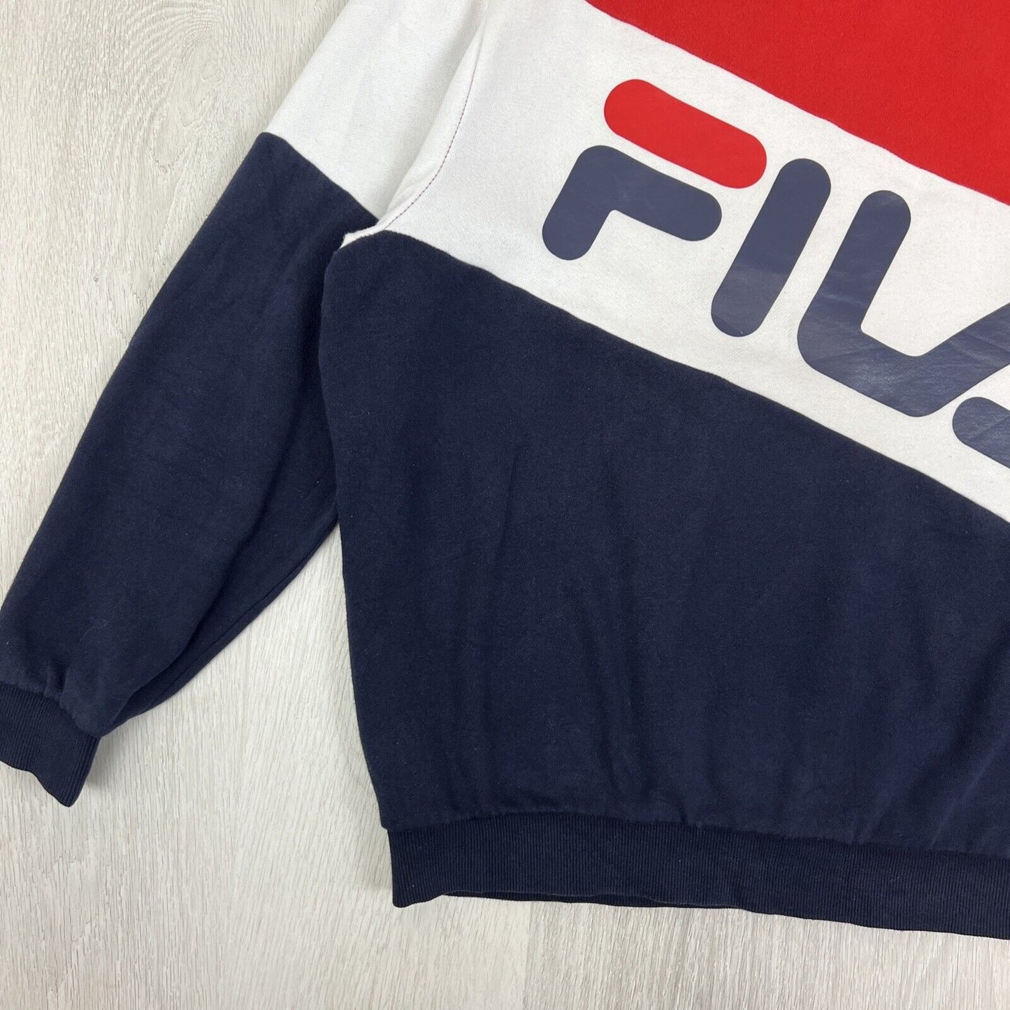 FILA Mens Colour Block Pullover Sweatshirt Jumper Size Medium