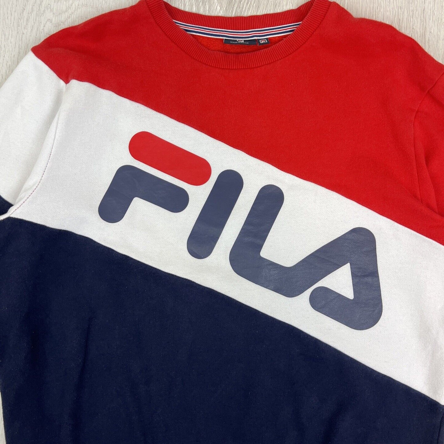 FILA Mens Colour Block Pullover Sweatshirt Jumper Size Medium