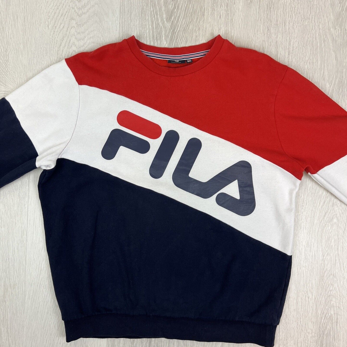 FILA Mens Colour Block Pullover Sweatshirt Jumper Size Medium