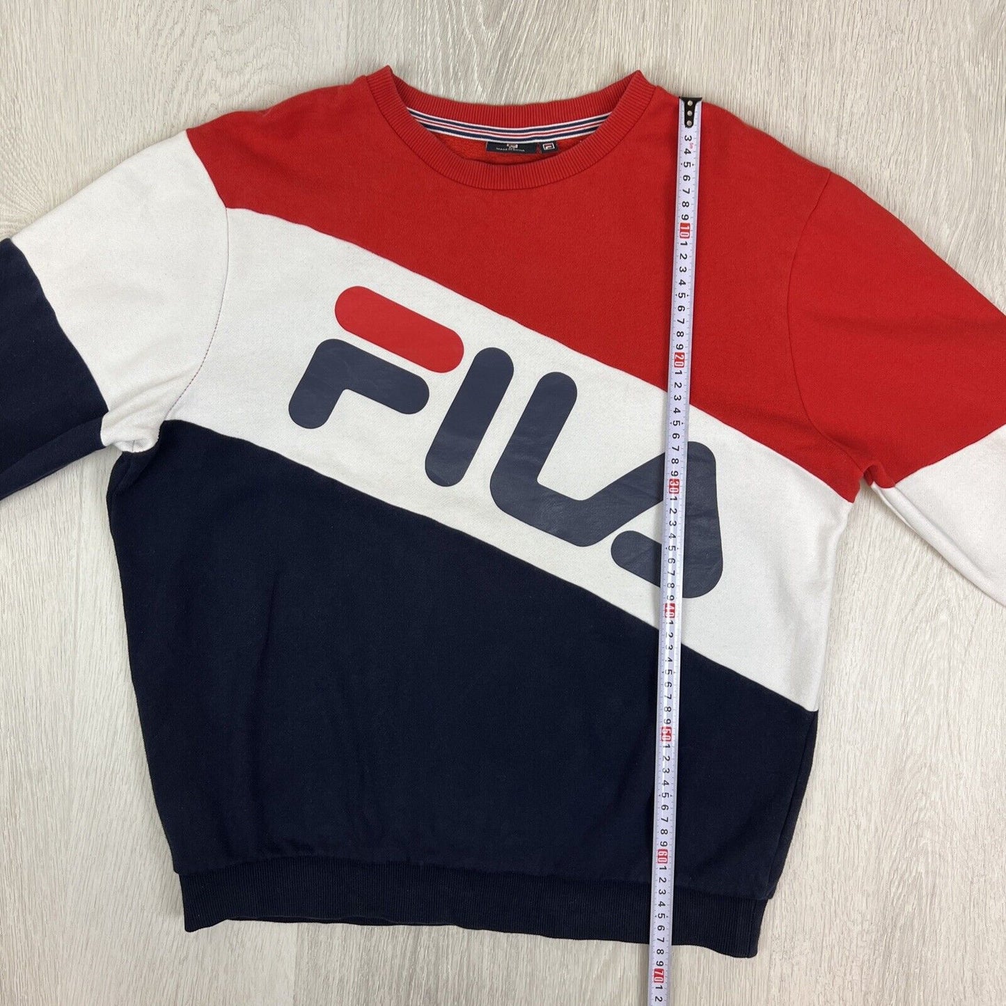 FILA Mens Colour Block Pullover Sweatshirt Jumper Size Medium